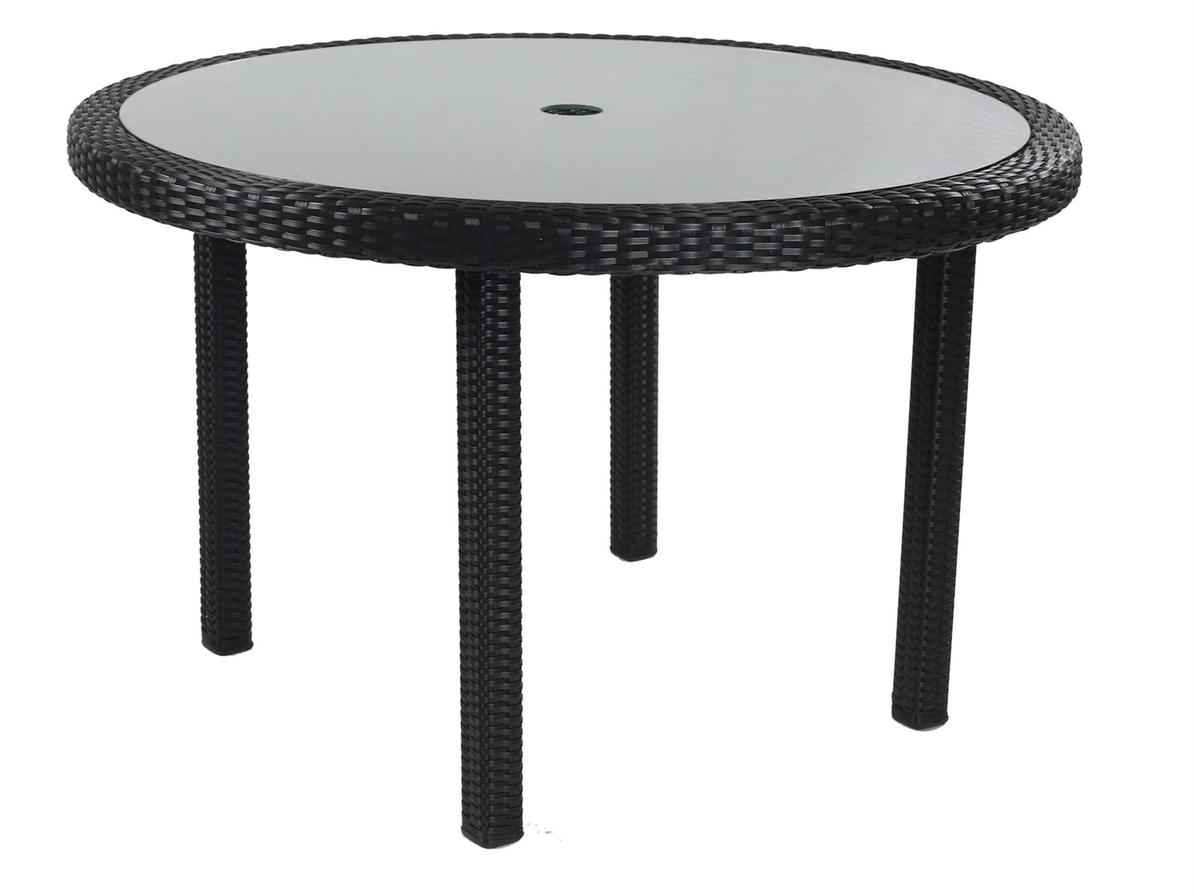 Caluco Dijon Wicker Majestick Black Round Patio Dining Table