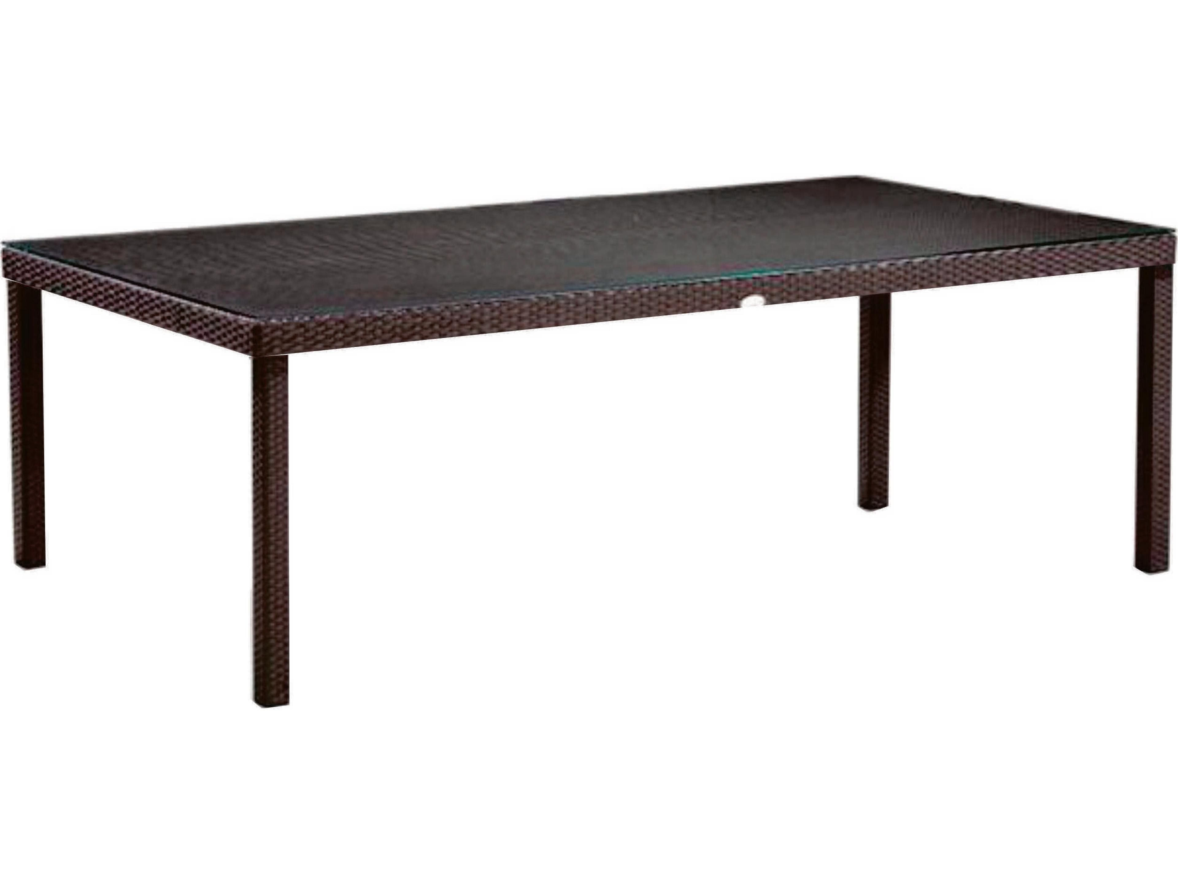 Caluco Dijon Majestic Black Wicker Rectangular Outdoor Dining Table with Glass Top