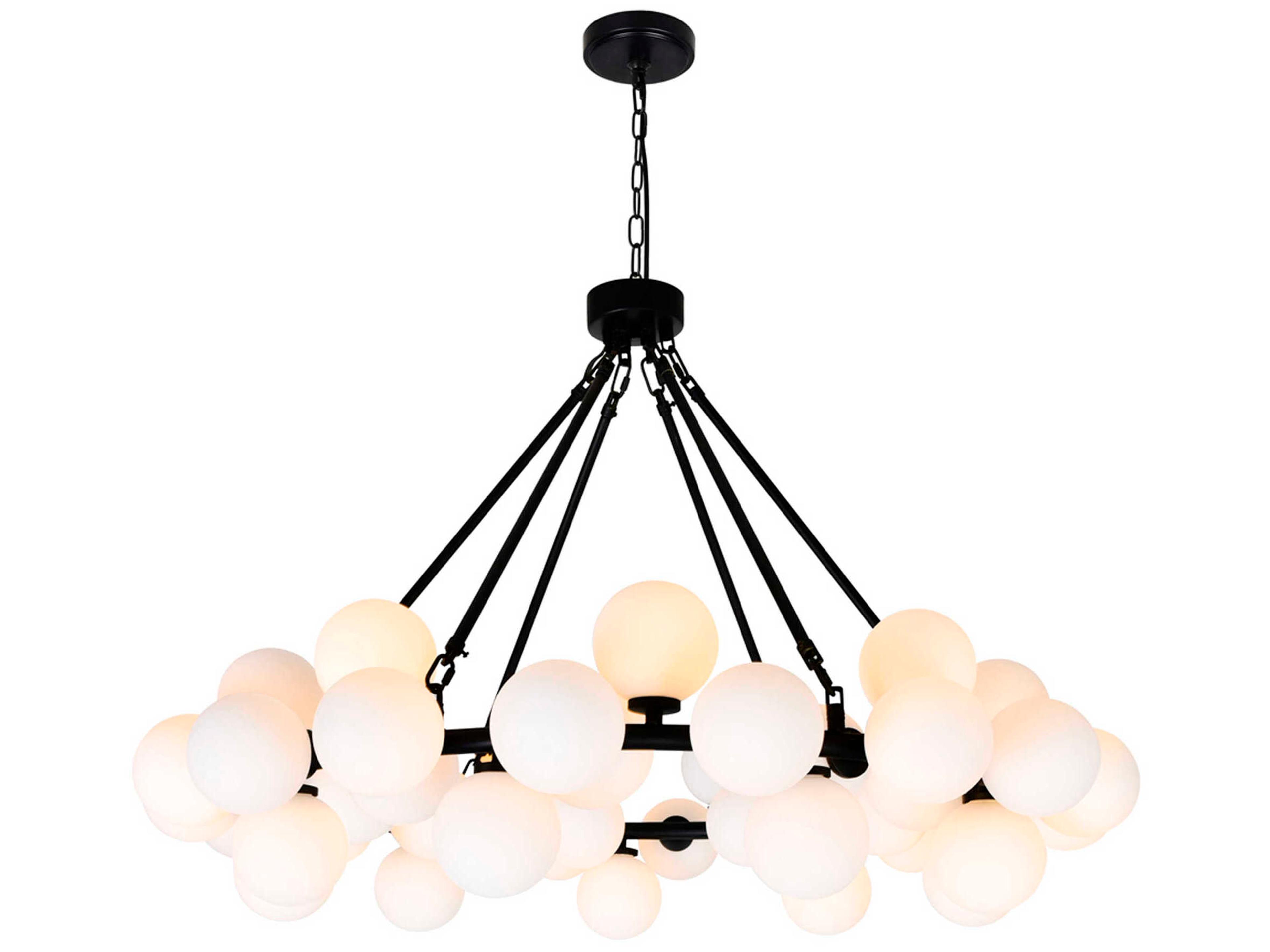 CWI Lighting Arya 45-Light Black Globe Chandelier