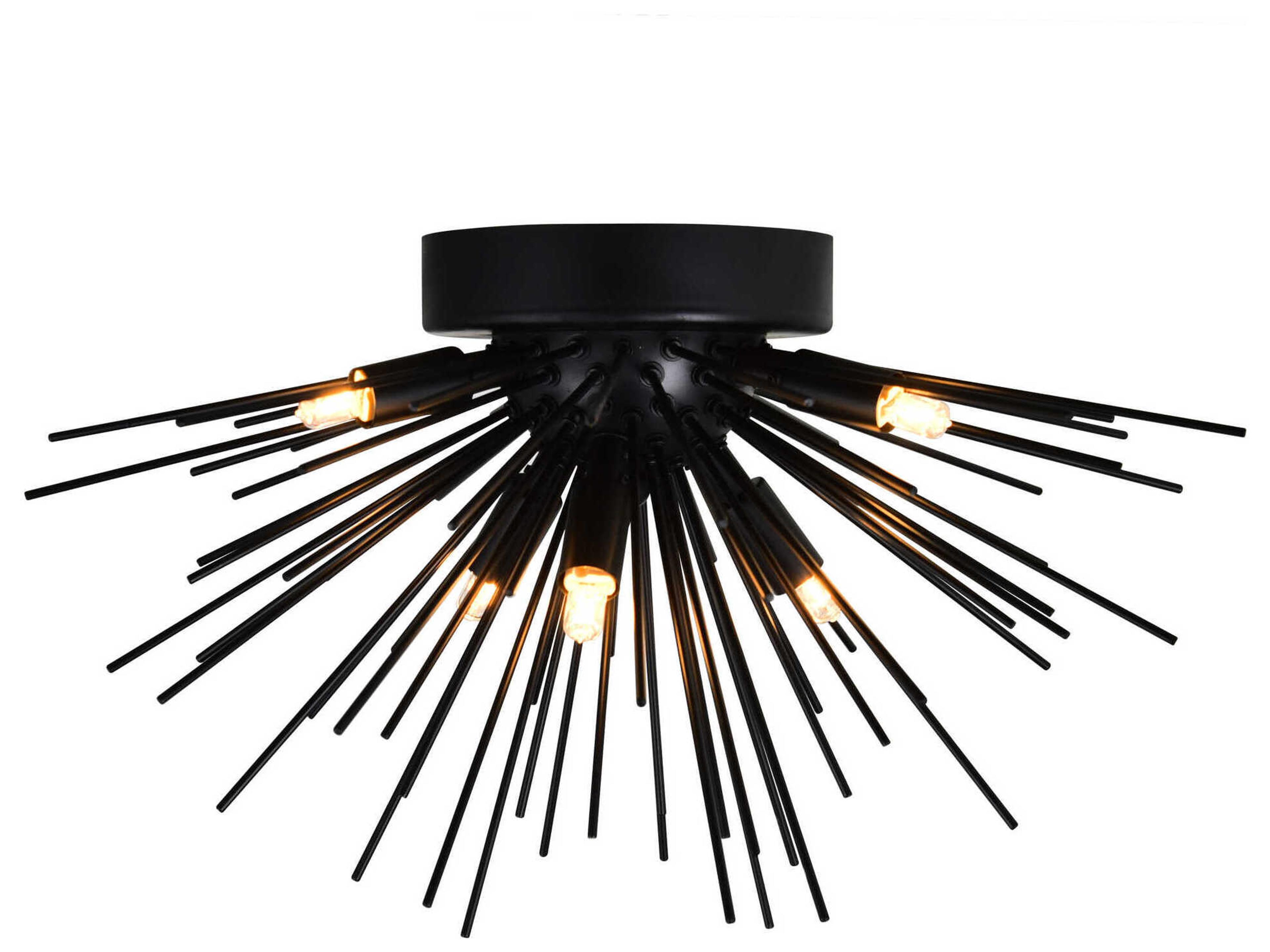 CWI Lighting Savannah 6-Light Black Sputnik Flush Mount