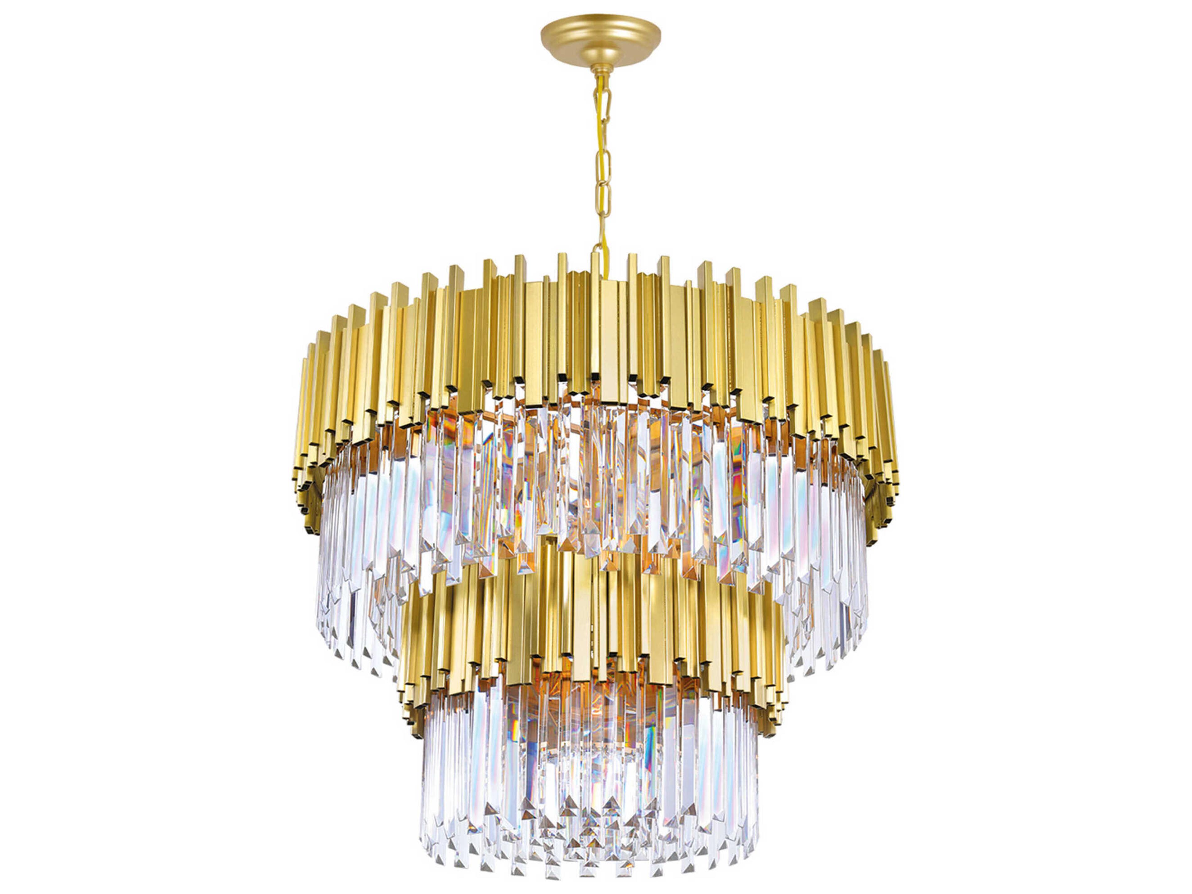 CWI Lighting Deco 12-Light Medallion Gold Tiered Chandelier