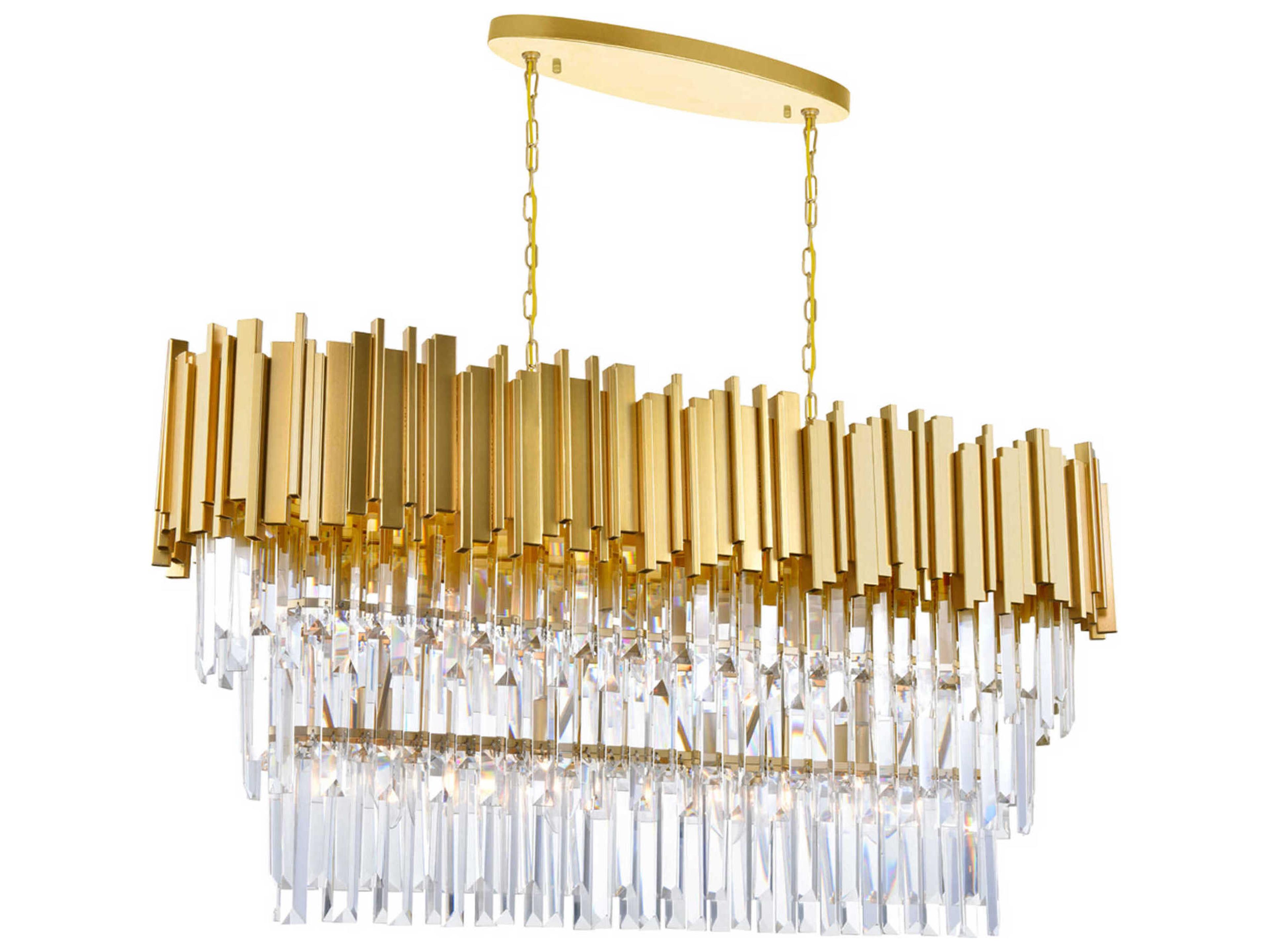 CWI Lighting Deco 9-Light Medallion Gold Linear Island Pendant