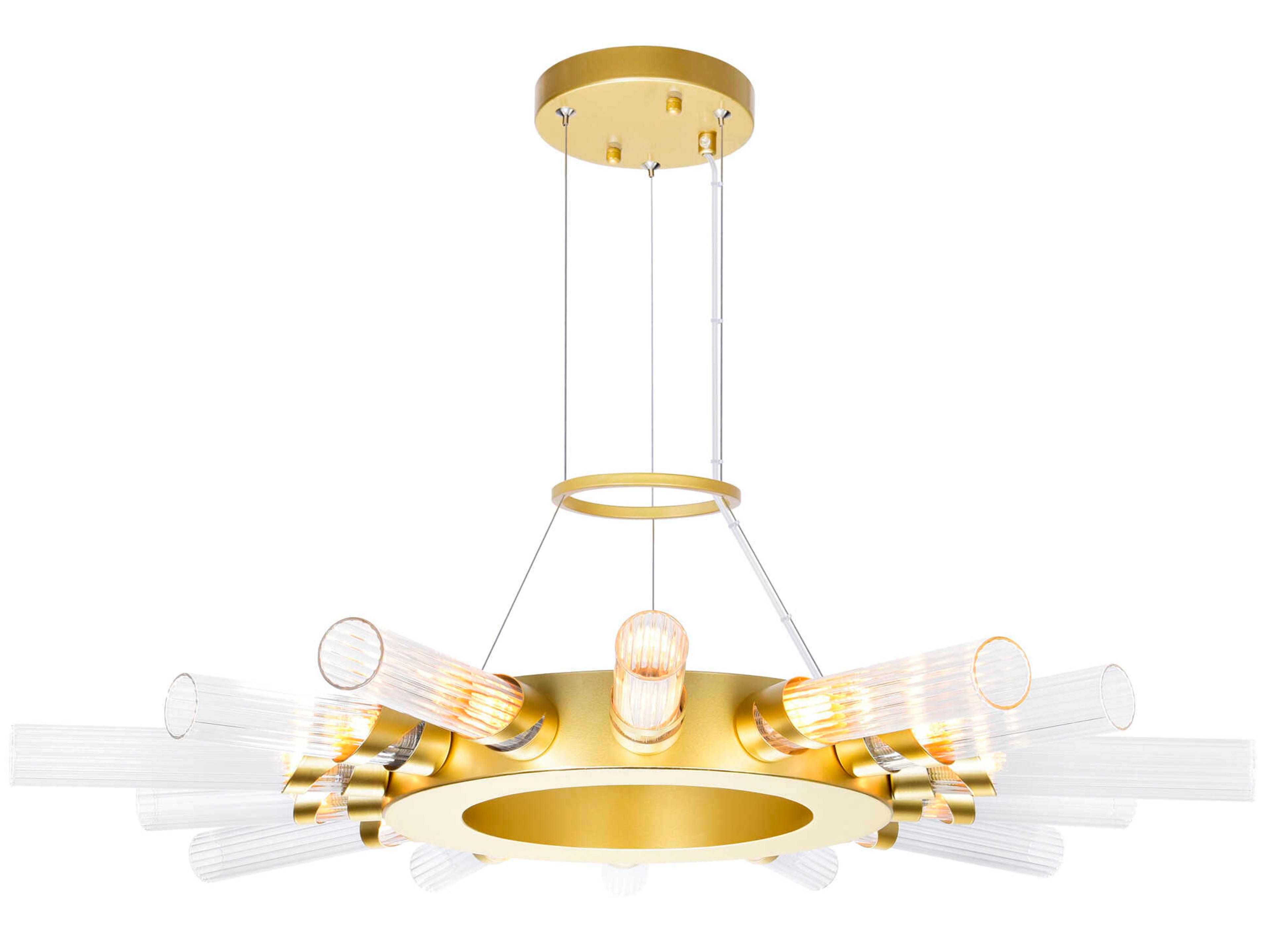 CWI Lighting Collar 14-Light Satin Gold Chandelier