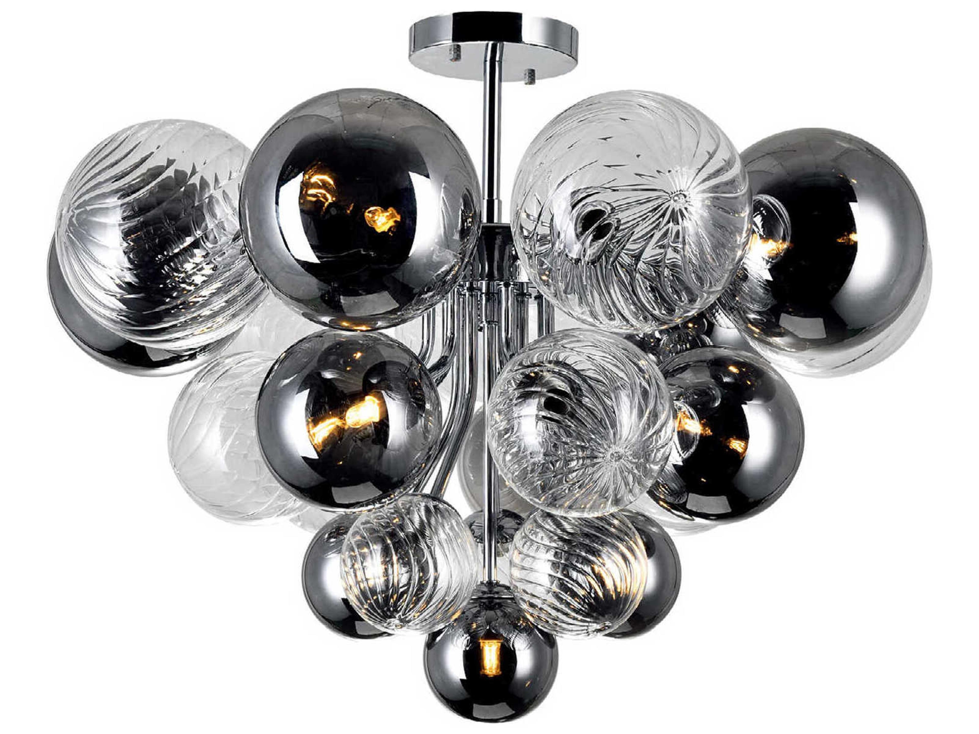 CWI Lighting Pallocino 10-Light Chrome Globe Semi Flush Mount