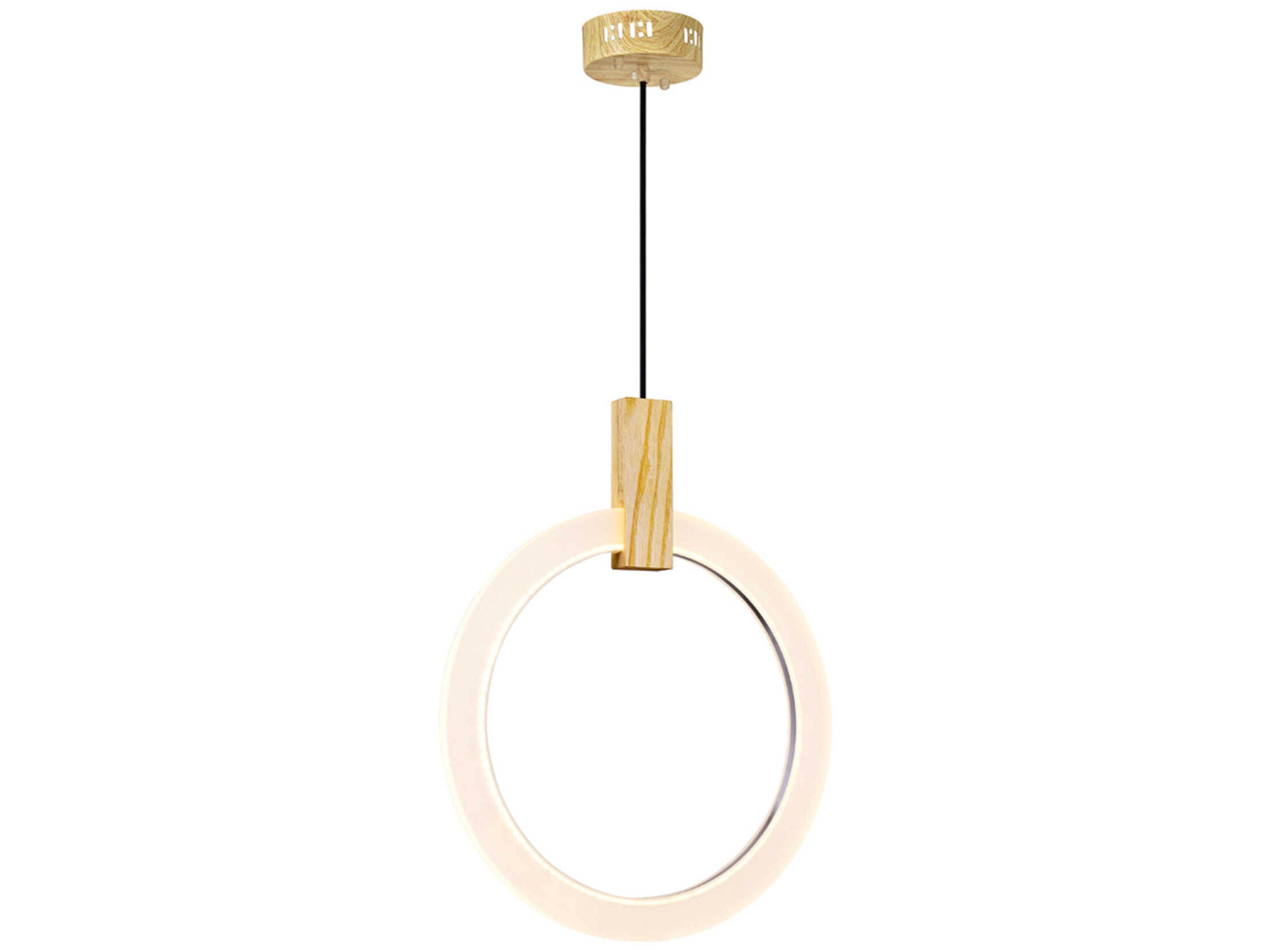 CWI Lighting Anello White Oak Wood Round Pendant