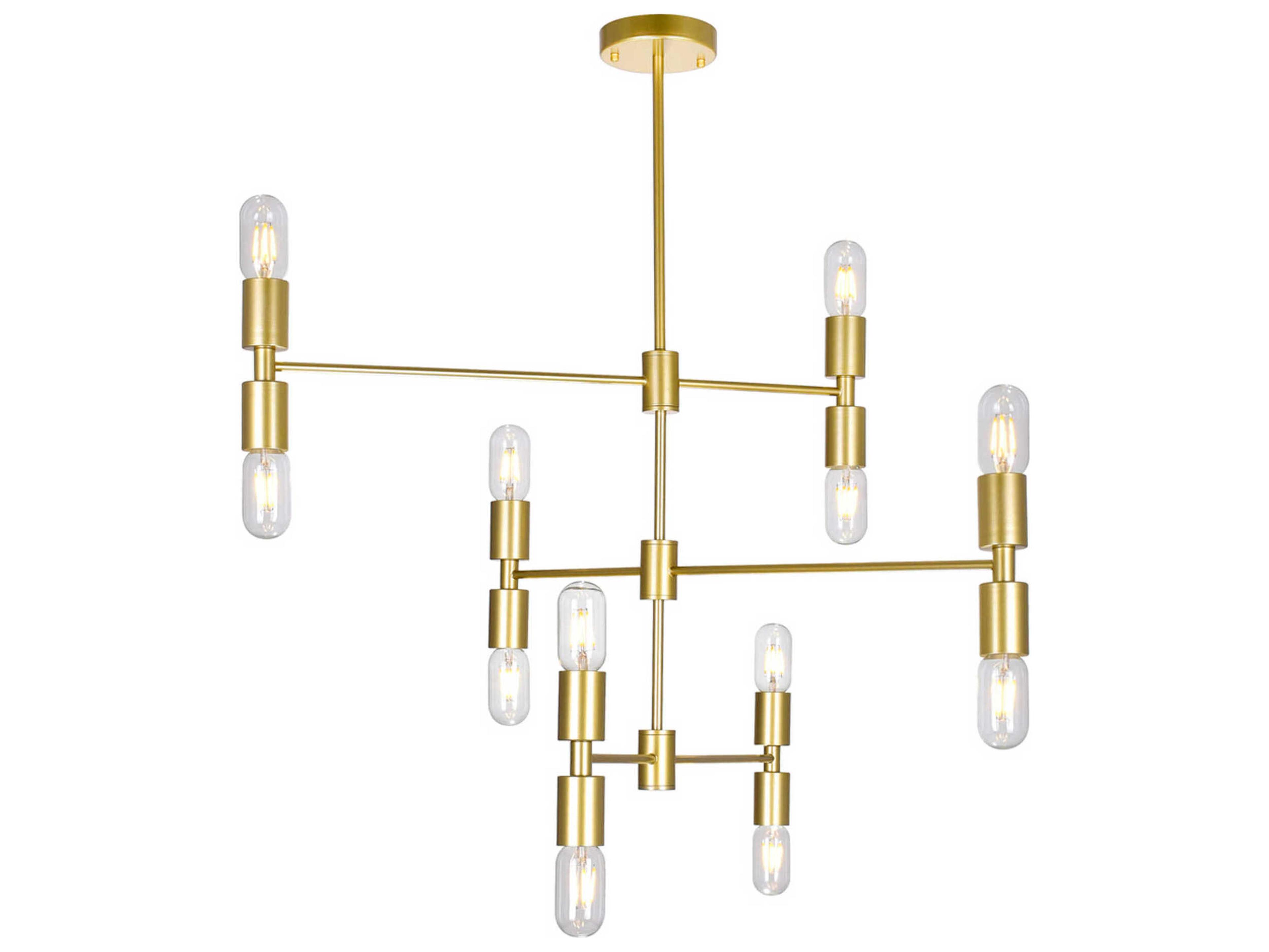 CWI Lighting Hand Crank 12-Light Medallion Gold Chandelier