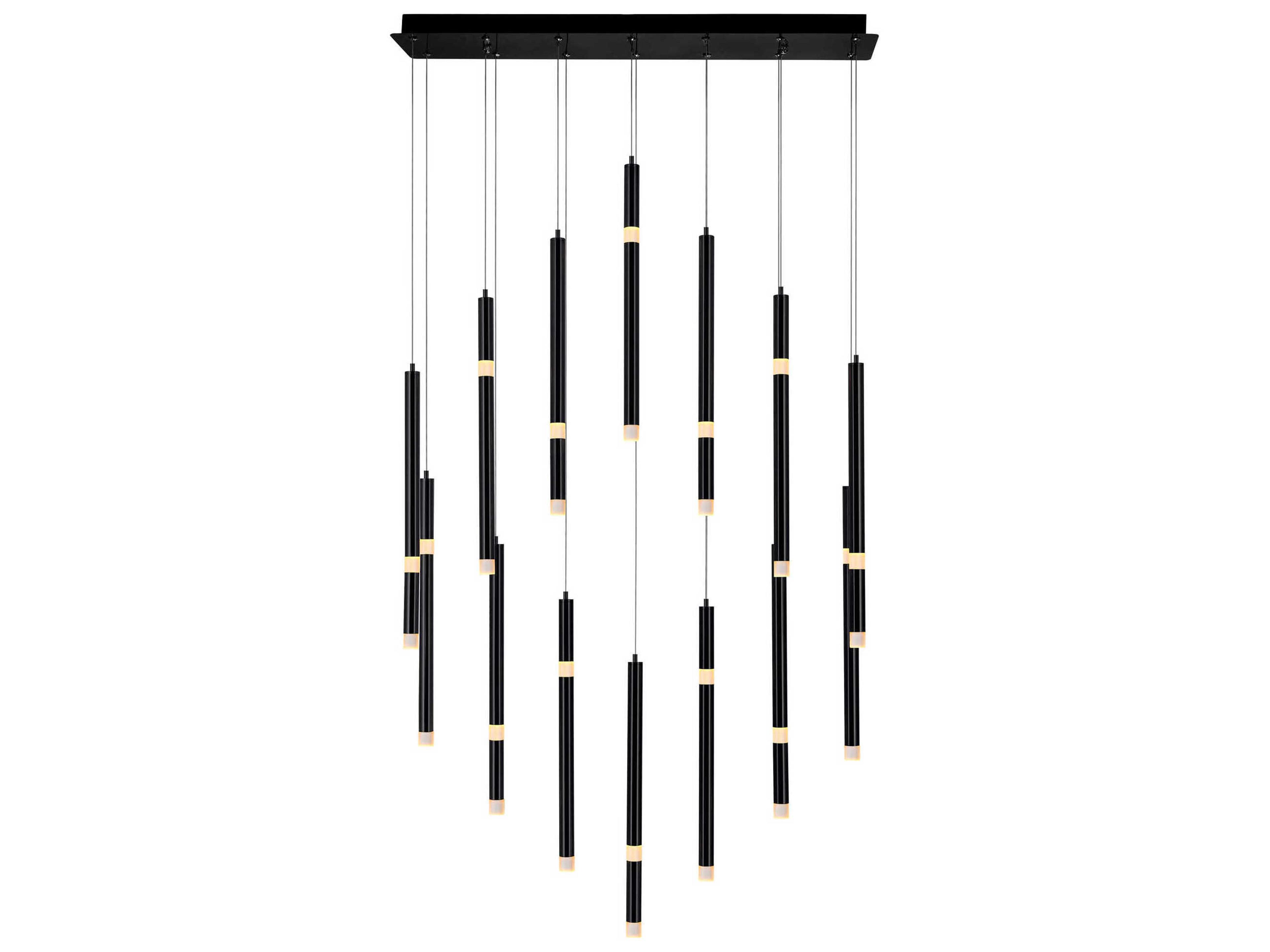 CWI Lighting Flute Black Linear Island Pendant