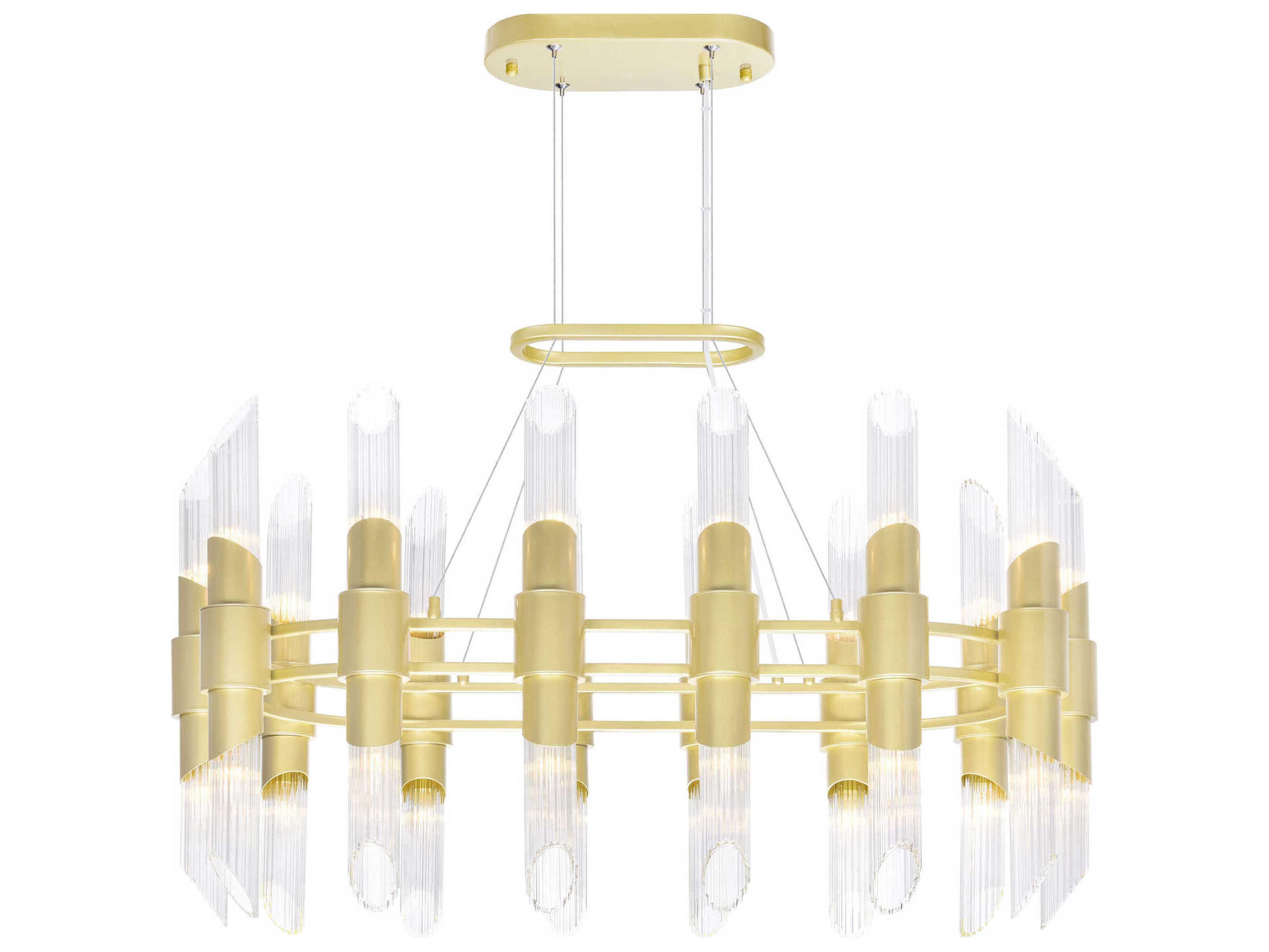 CWI Lighting Croissant 28-Light Satin Gold Cylinder Island Pendant