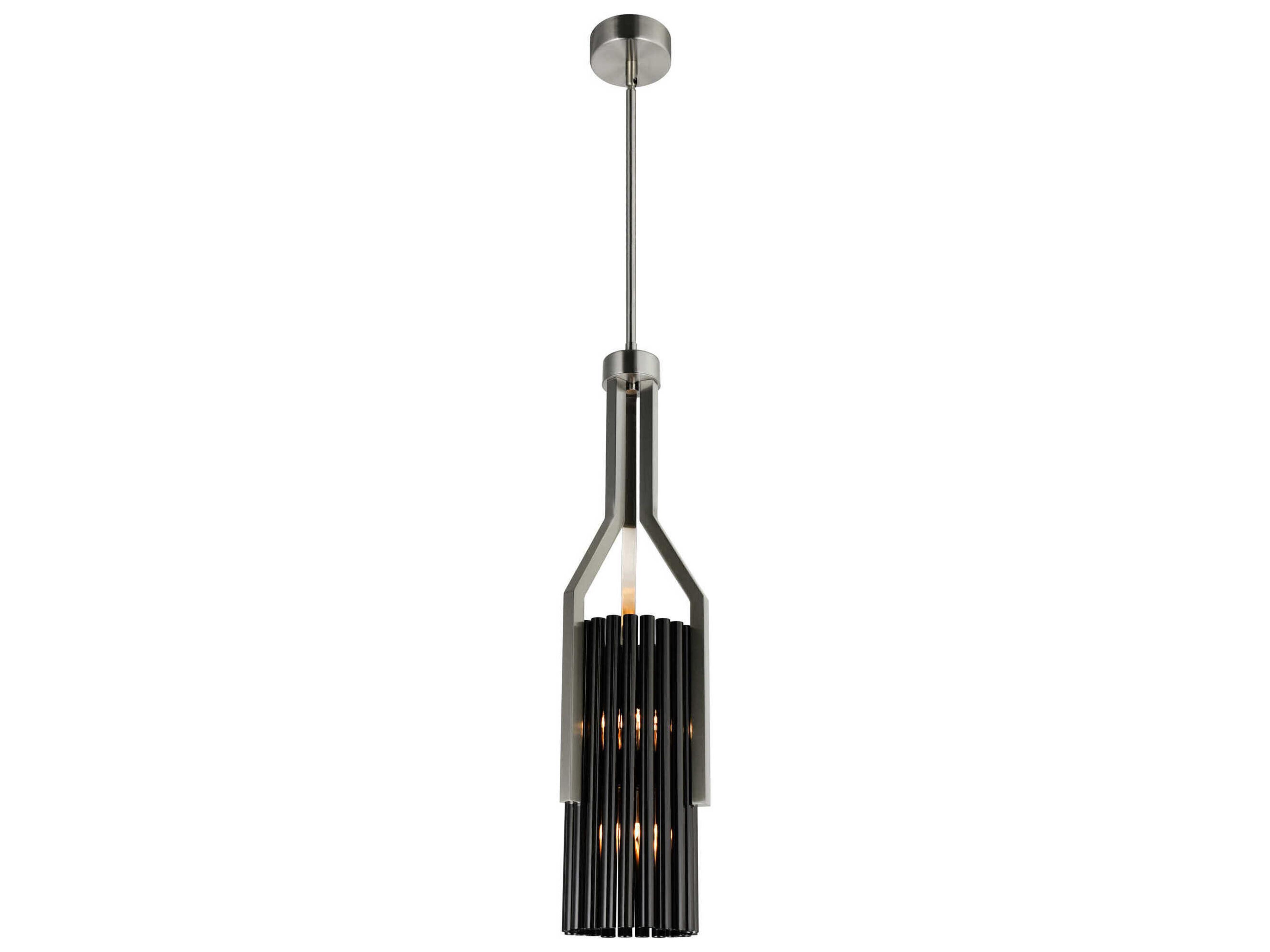 CWI Lighting Fermont 6-Light Satin Nickel Pearl Black Cylinder Mini Pendant