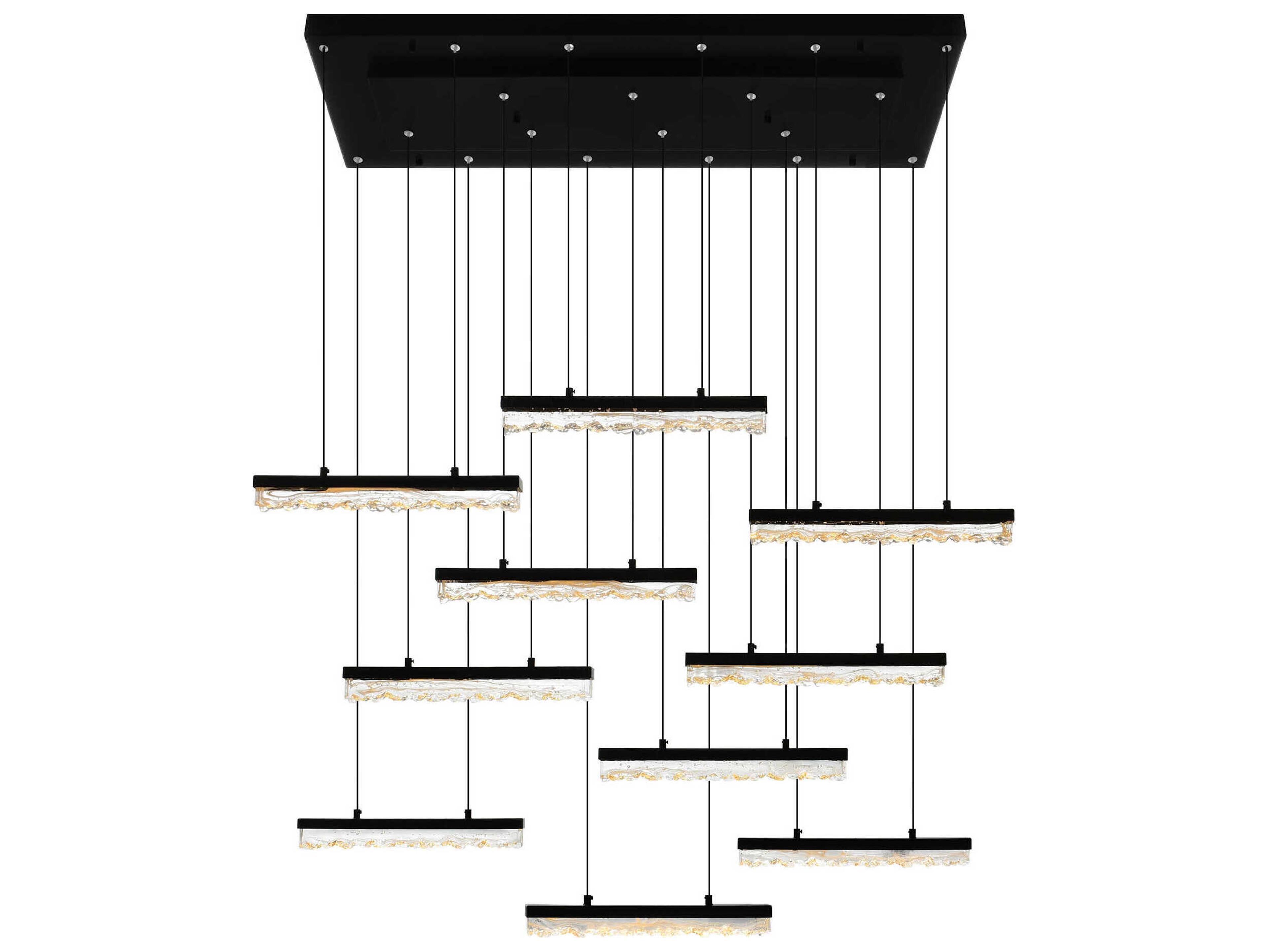 CWI Lighting Stagger Black Linear Island Pendant