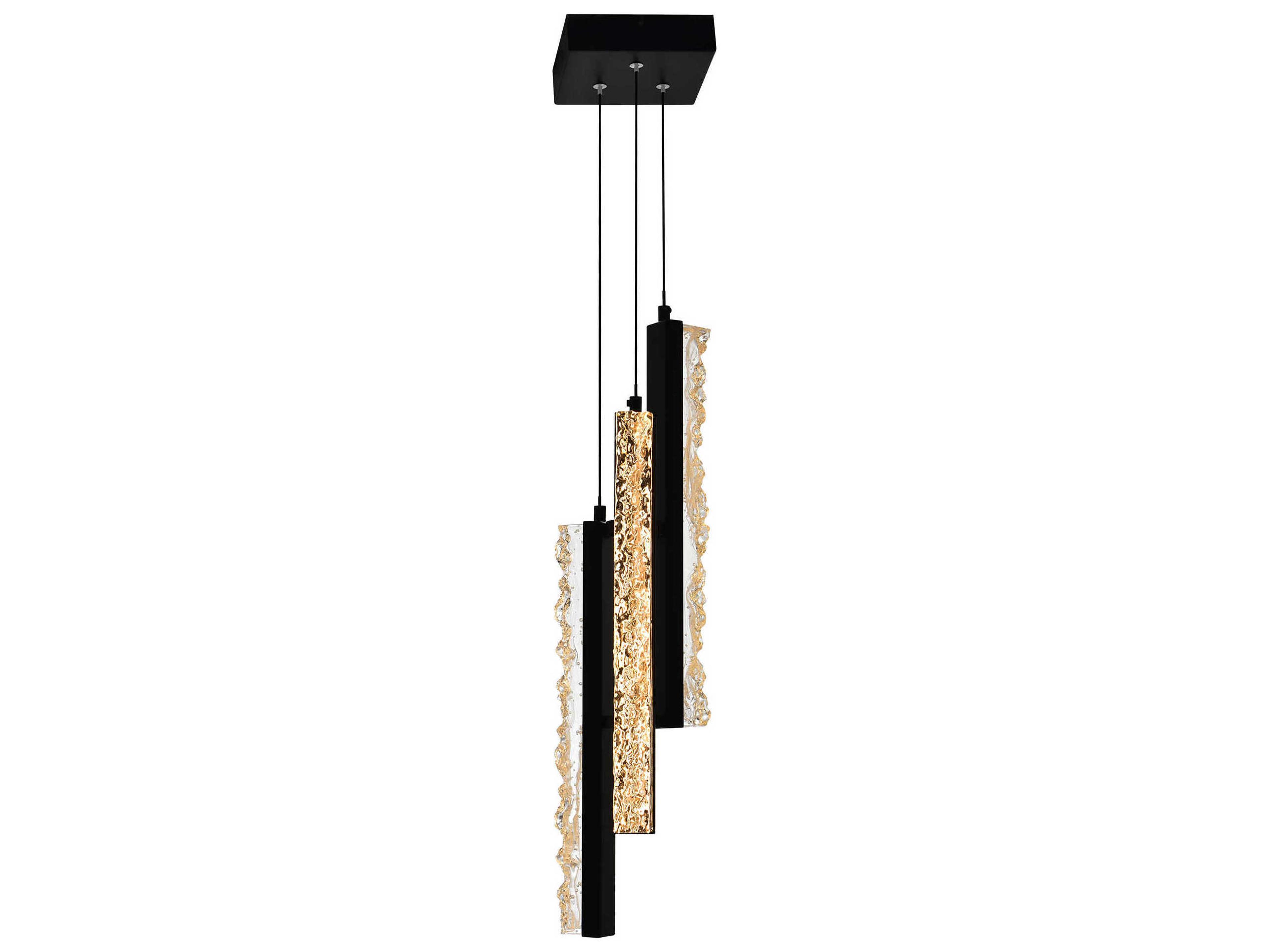 CWI Lighting Stagger Black Linear Mini Pendant