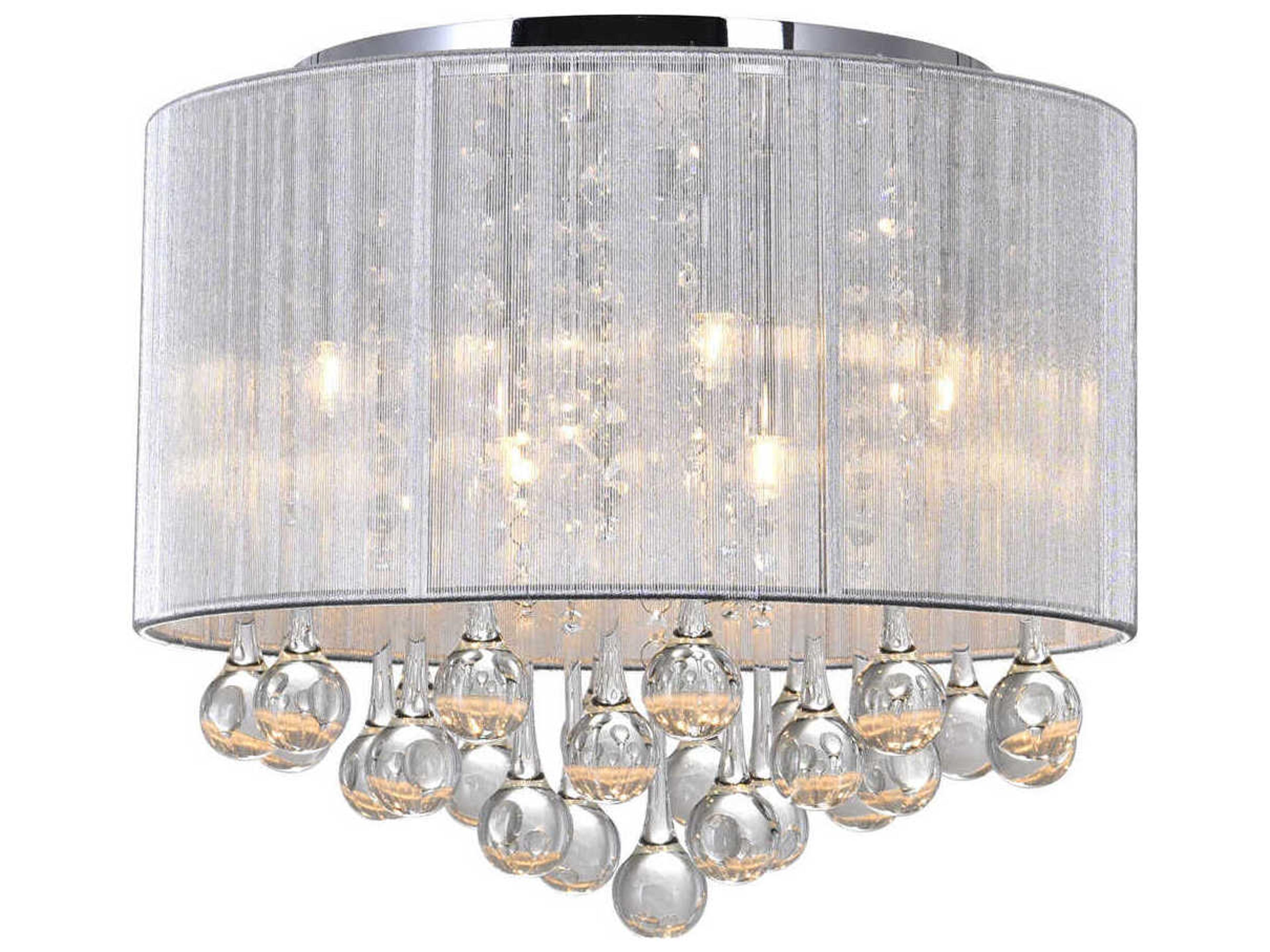 CWI Lighting Water Drop 6-Light Chrome Drum Flush Mount