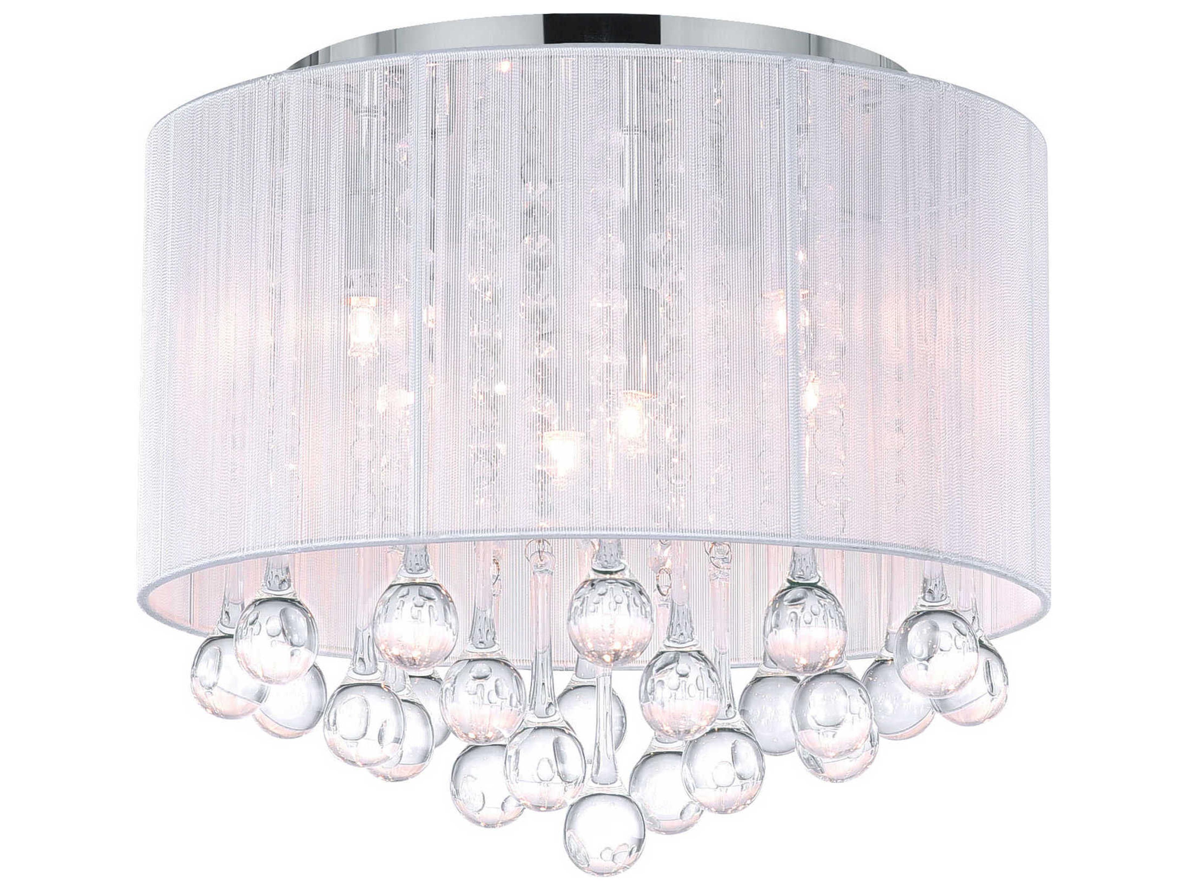 CWI Lighting Water Drop 6-Light Chrome Drum Flush Mount