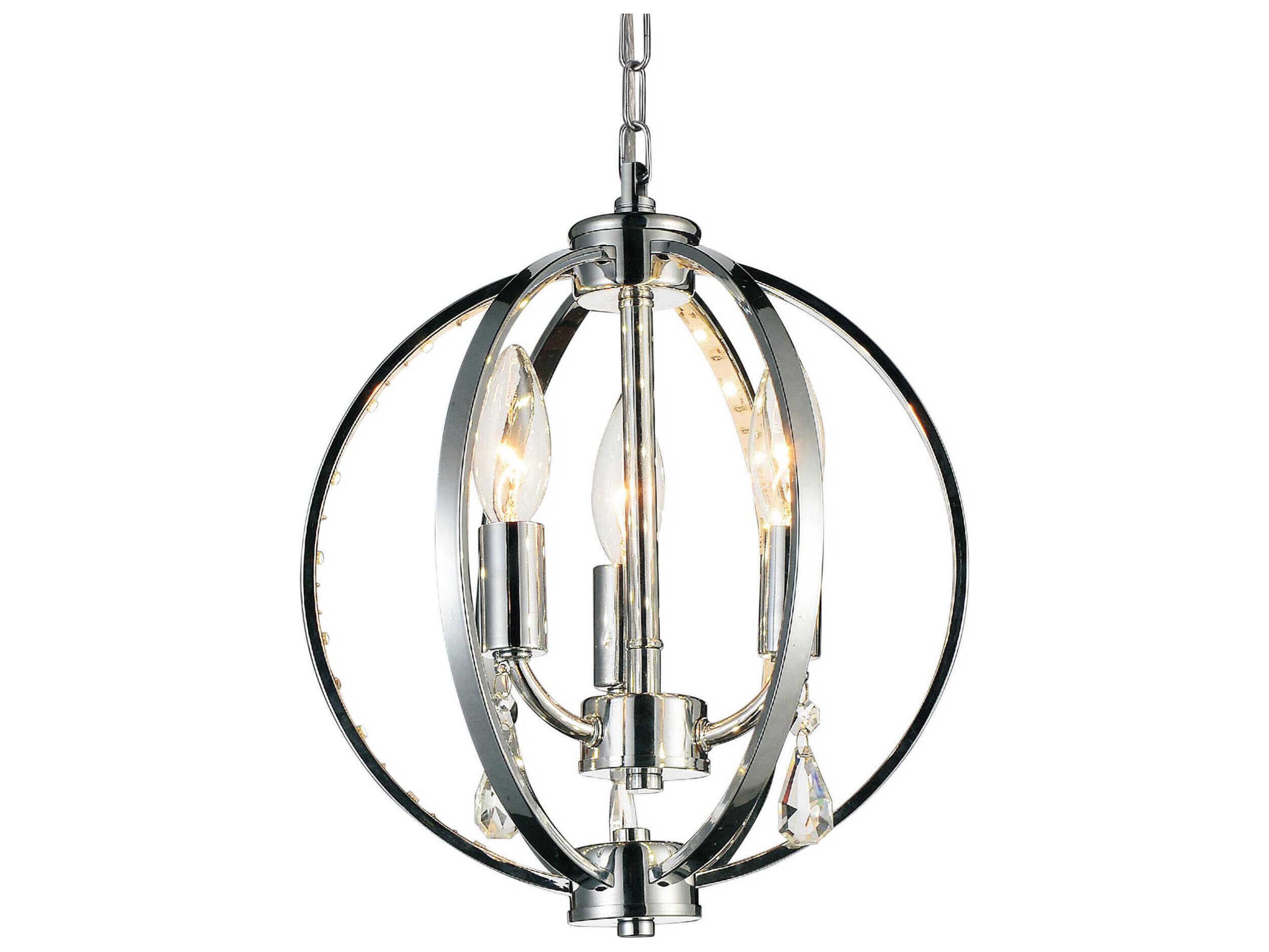 CWI Lighting Abia 3-Light Chrome Globe Mini Pendant