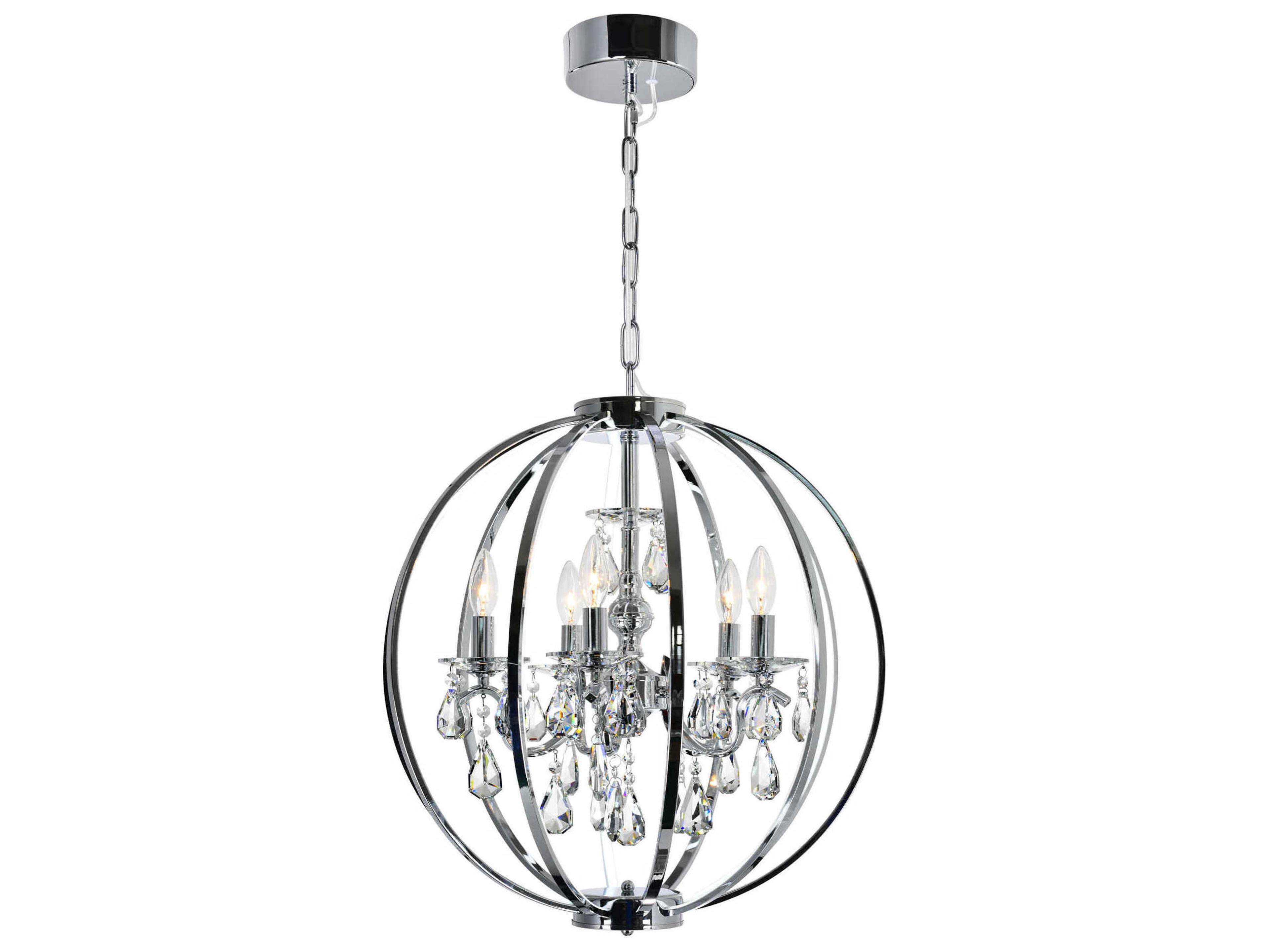 CWI Lighting Abia 5-Light Chrome Globe Chandelier
