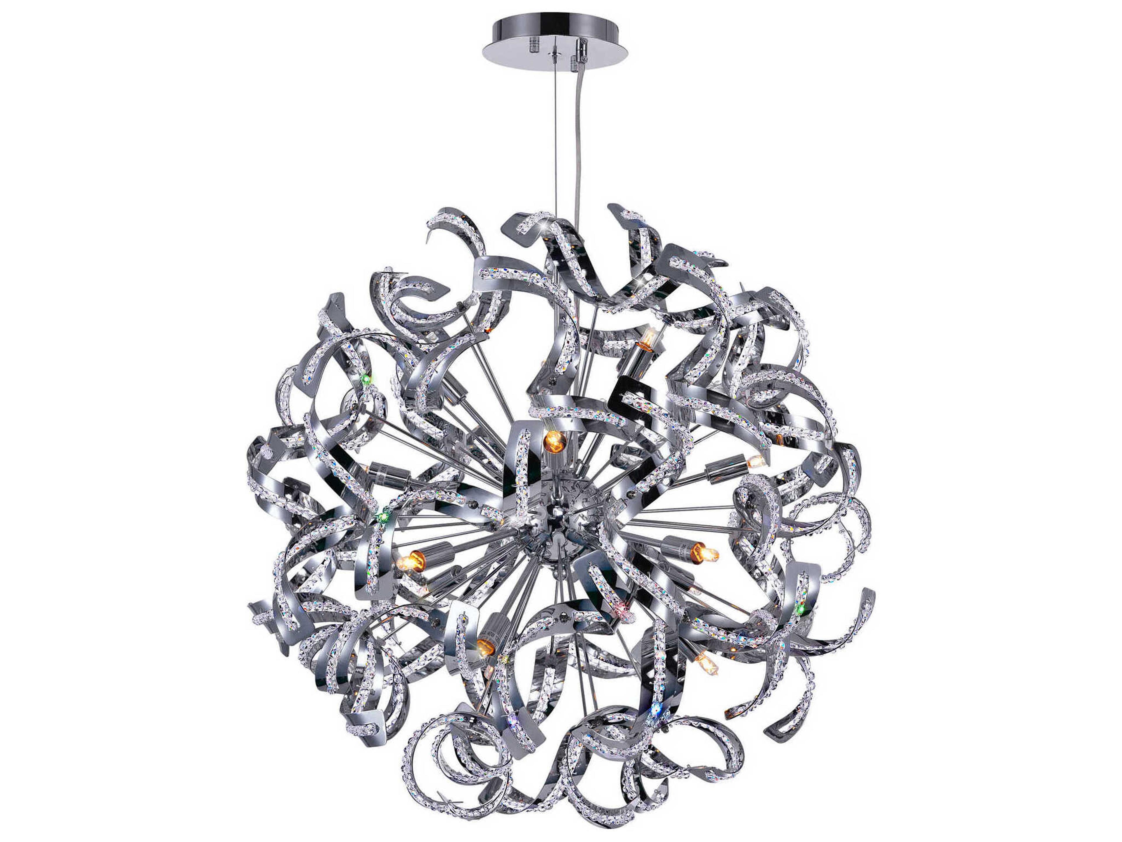 CWI Lighting Swivel 14-Light Chrome Sputnik Chandelier