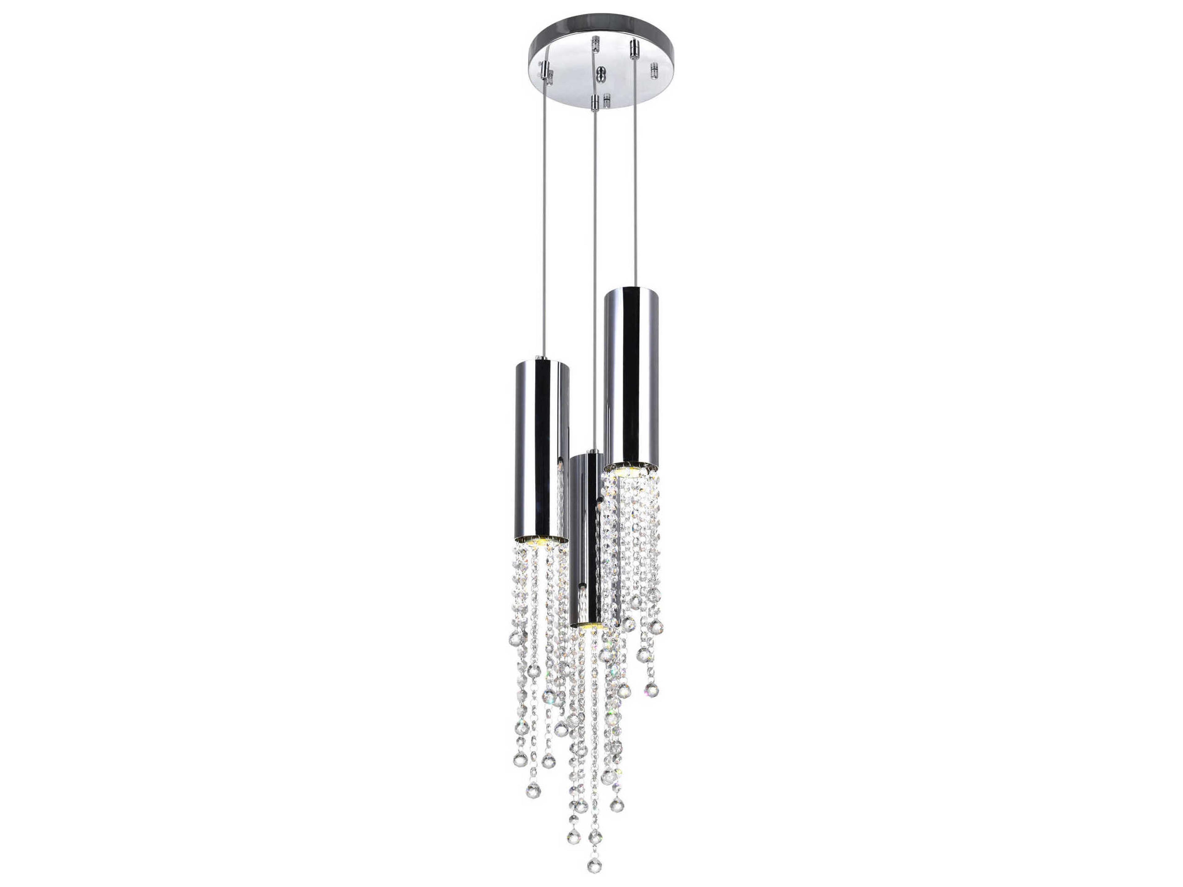 CWI Lighting Extended 3-Light Chrome Mini Pendant