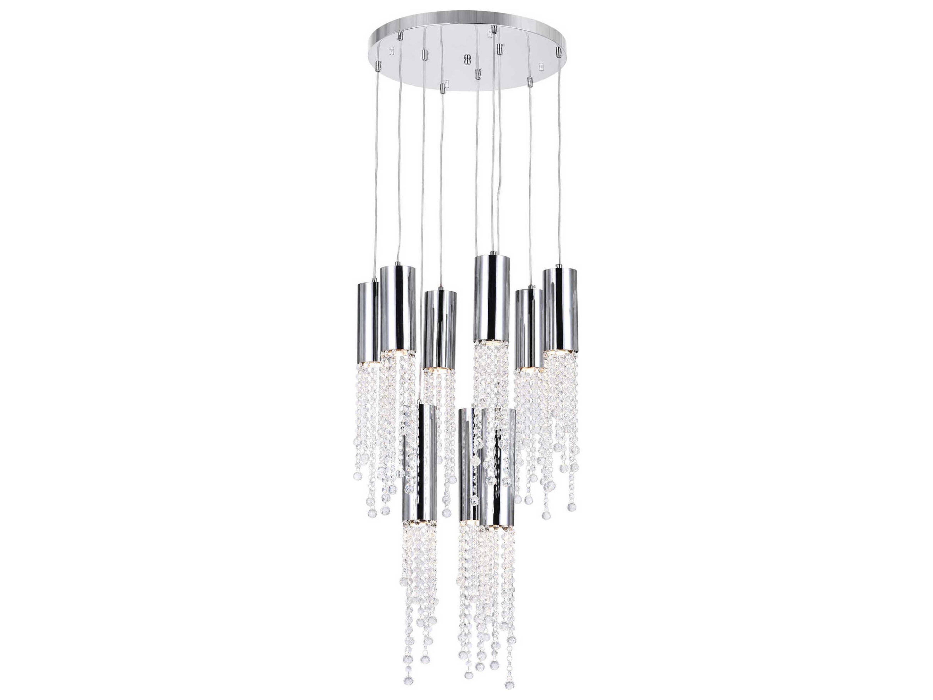 CWI Lighting Extended 9-Light Chrome Pendant