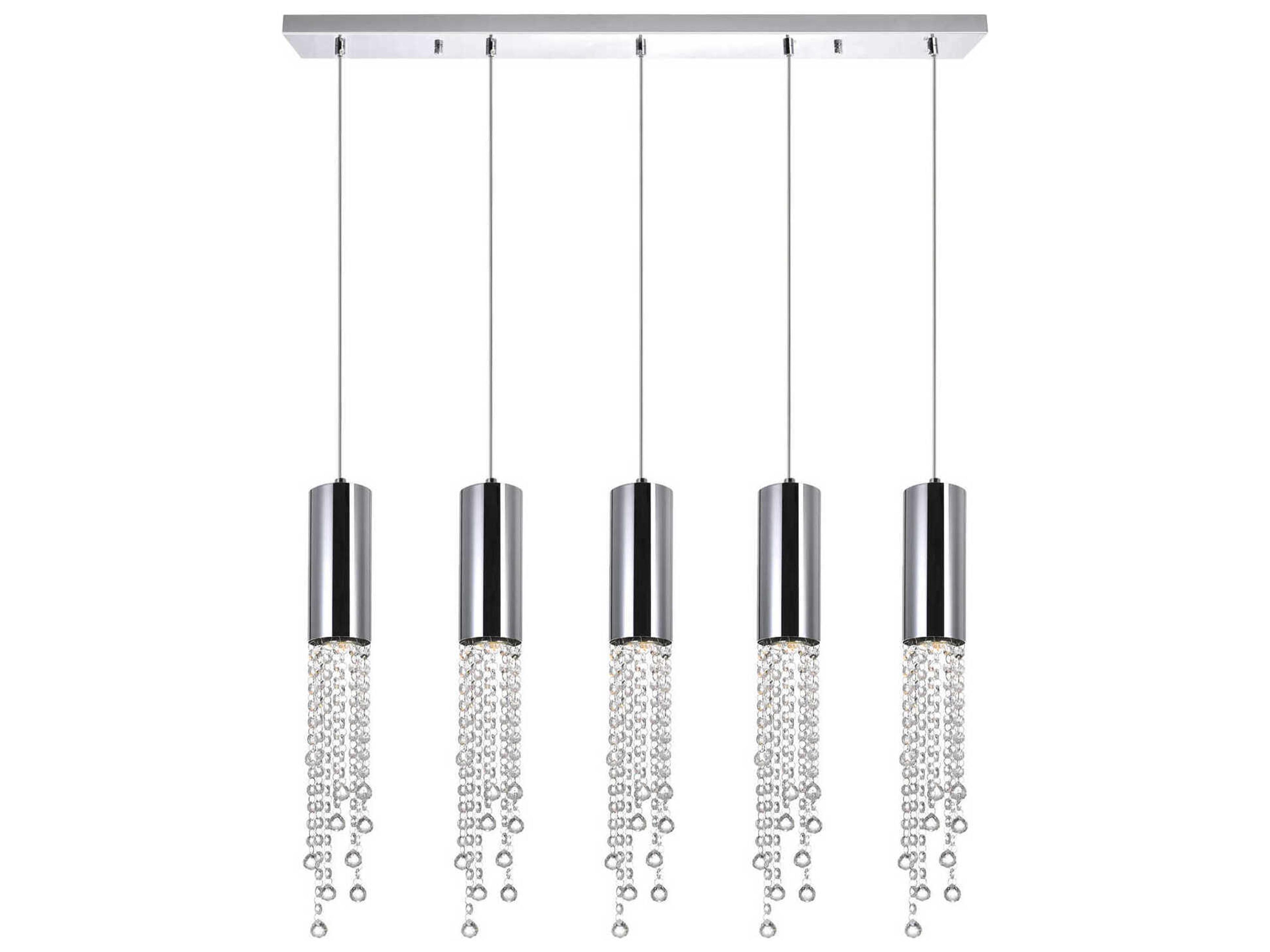 CWI Lighting Extended 5-Light Chrome Island Pendant