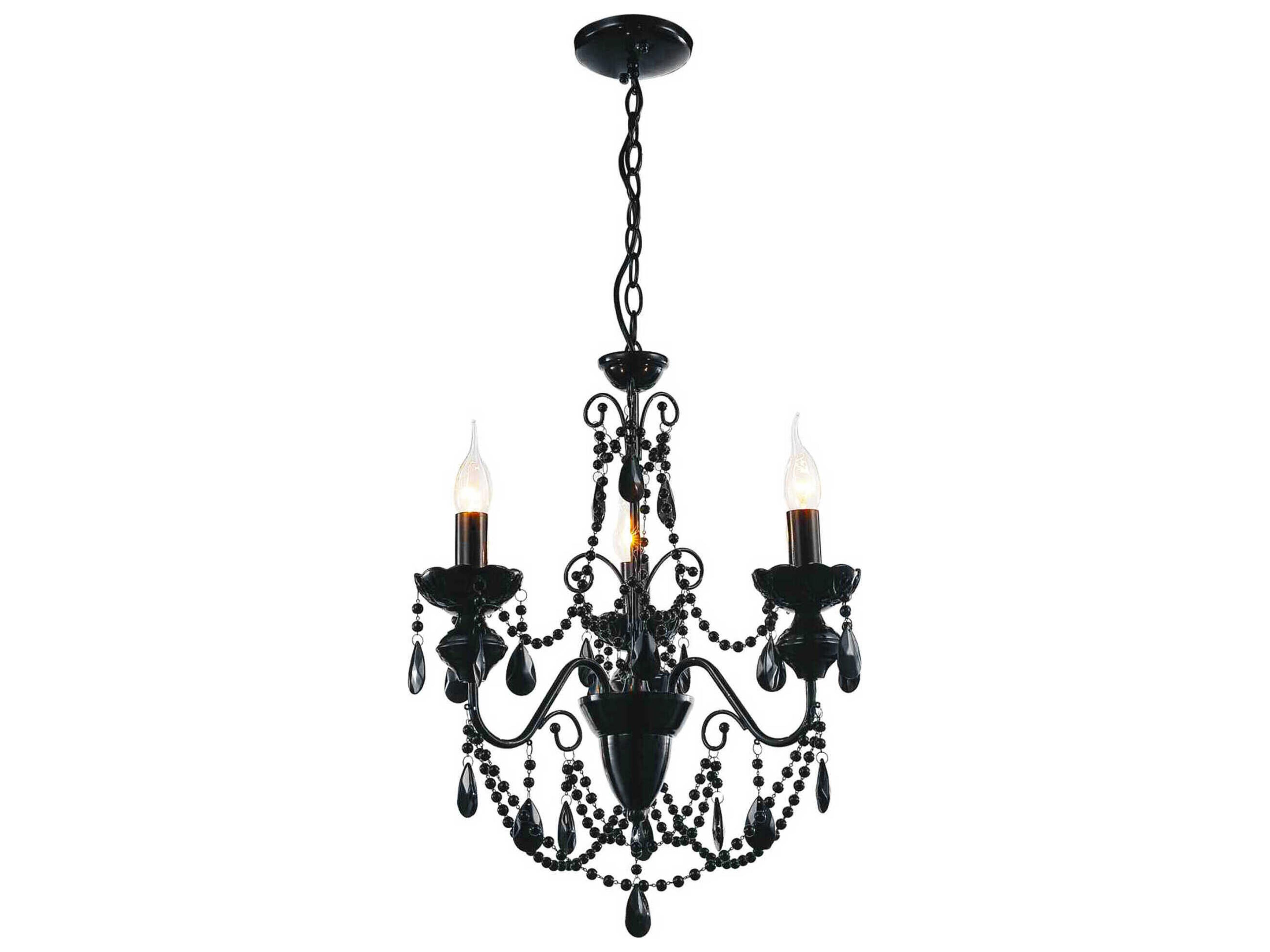 CWI Lighting Keen 3-Light Black Traditional Candelabra Chandelier