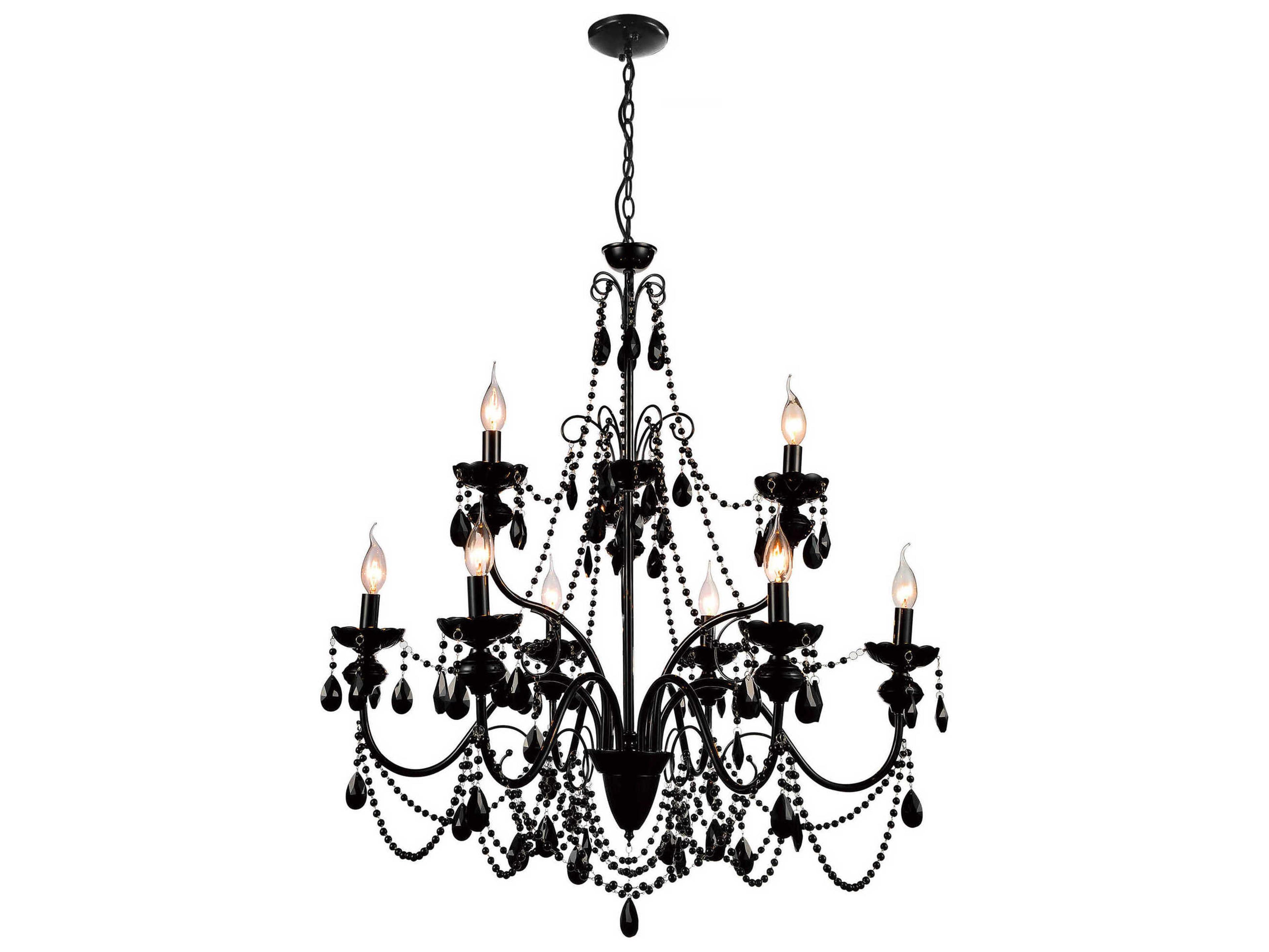 Keen 9-Light Black Traditional Candelabra Chandelier