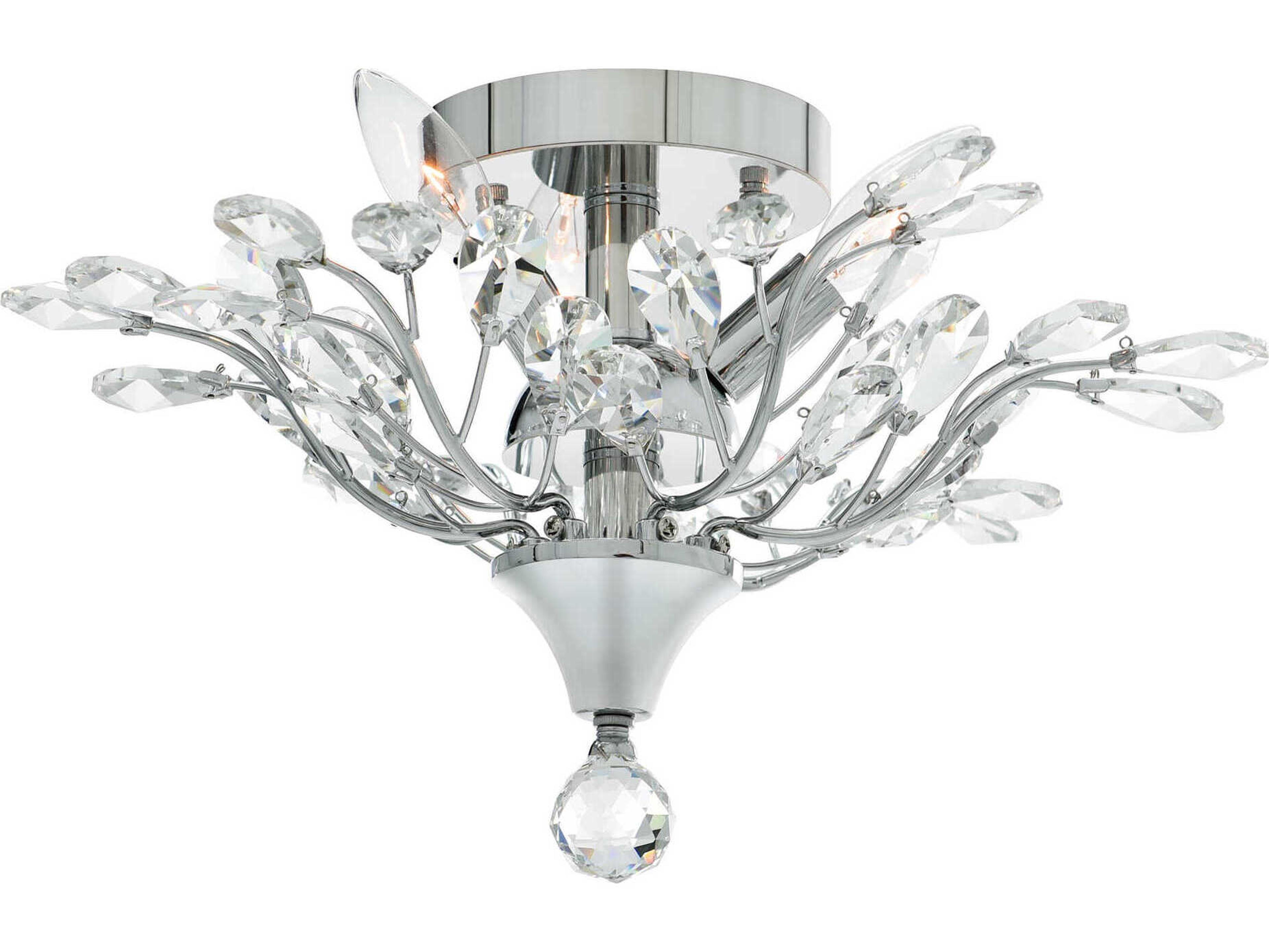 CWI Lighting Ivy 3-Light Chrome Semi Flush Mount