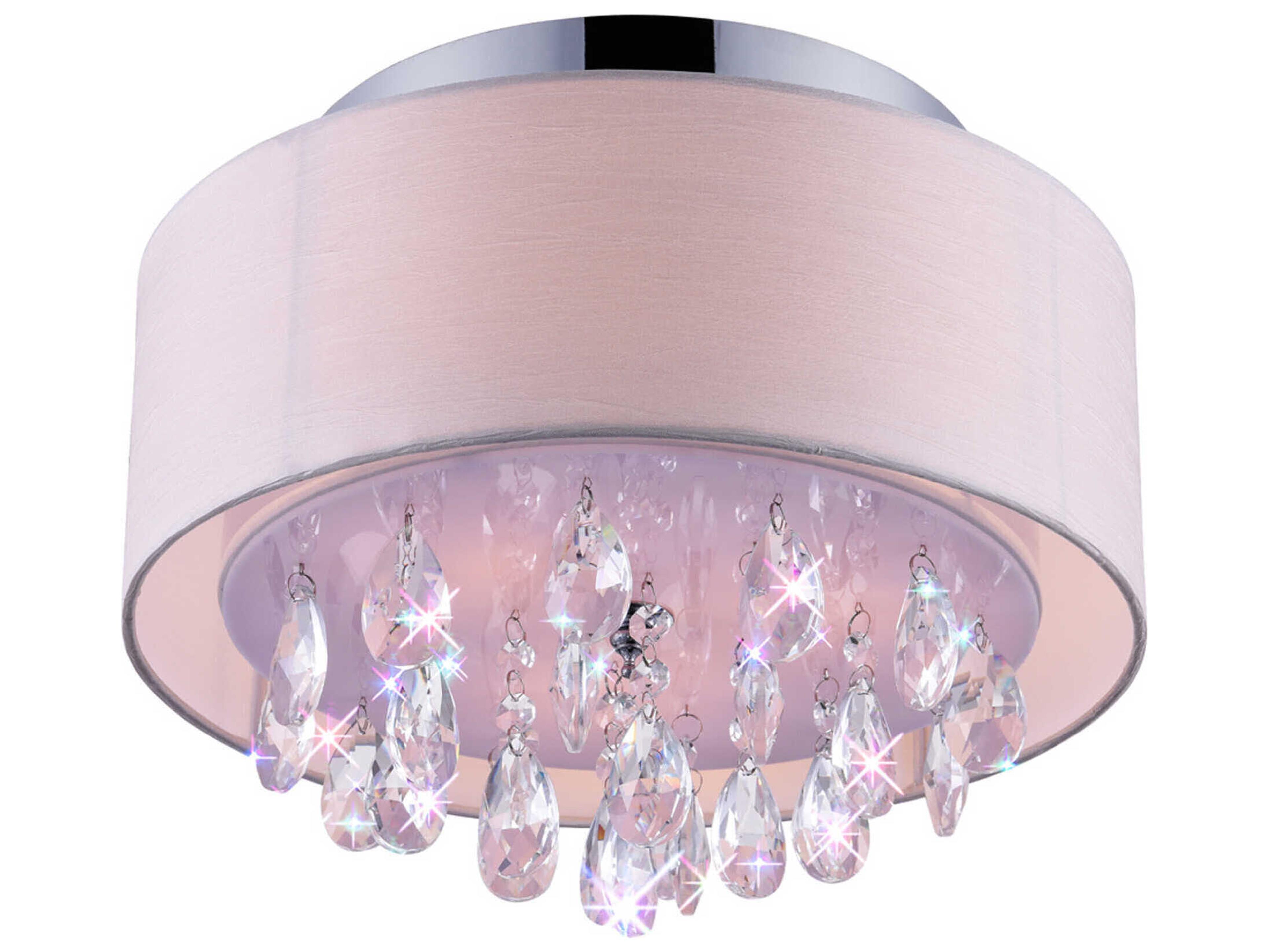 CWI Lighting Dash 3-Light Chrome Off White Round Flush Mount