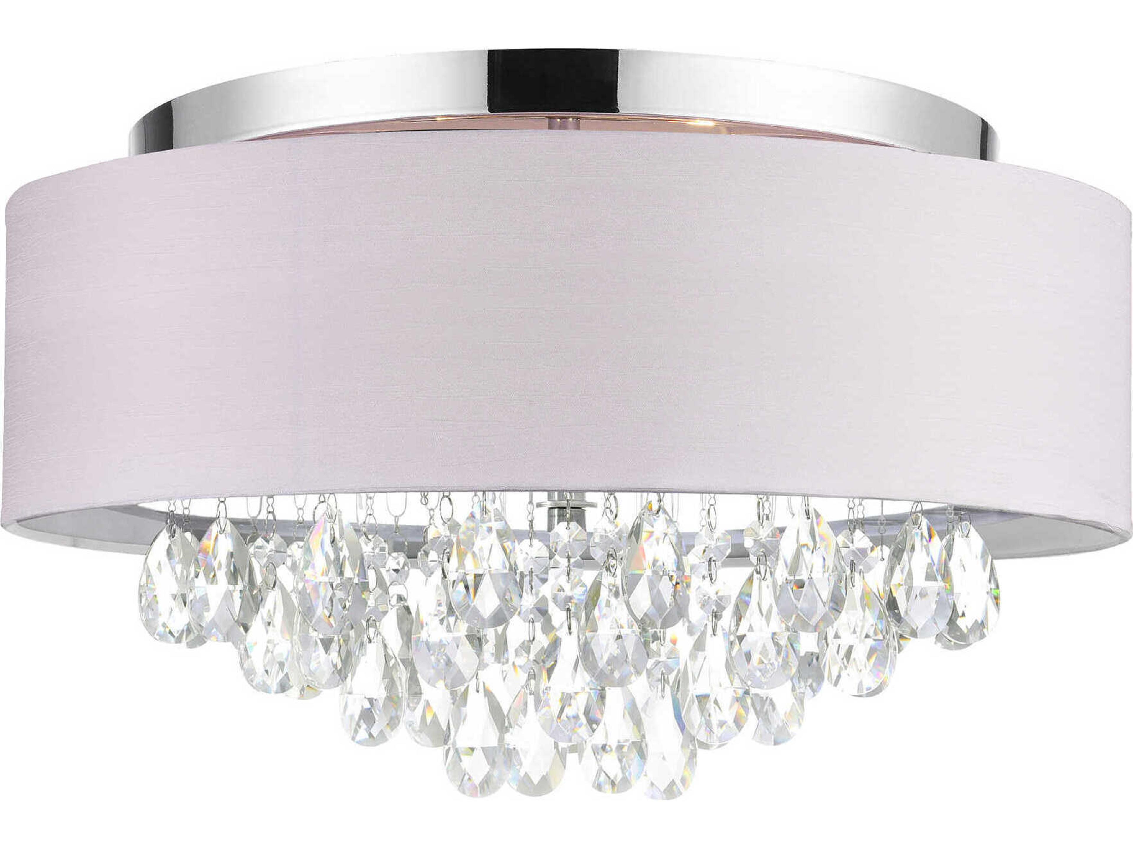 CWI Lighting Dash 4-Light Chrome Off White Round Flush Mount