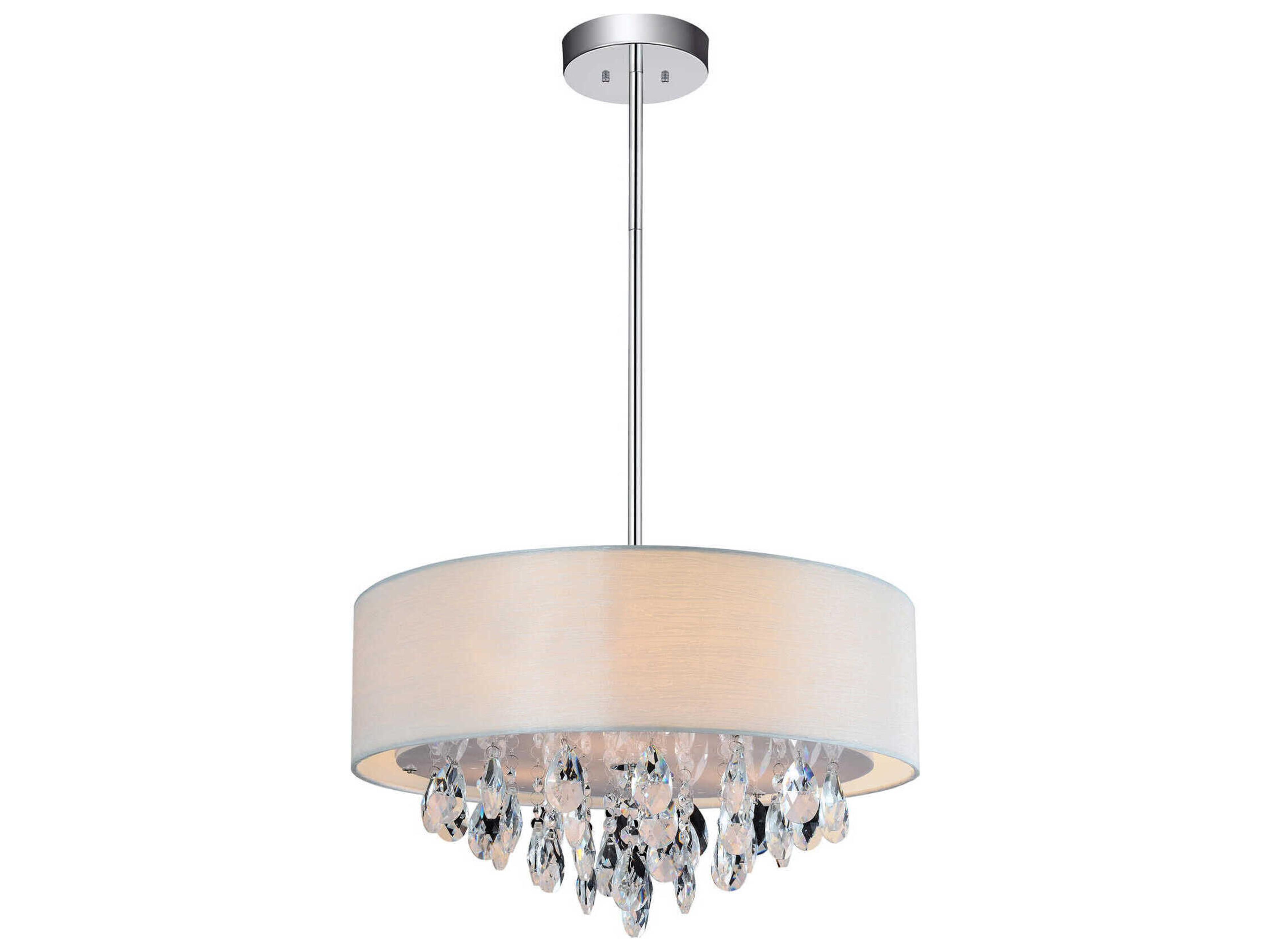 CWI Lighting Dash 3-Light Chrome Off White Drum Pendant