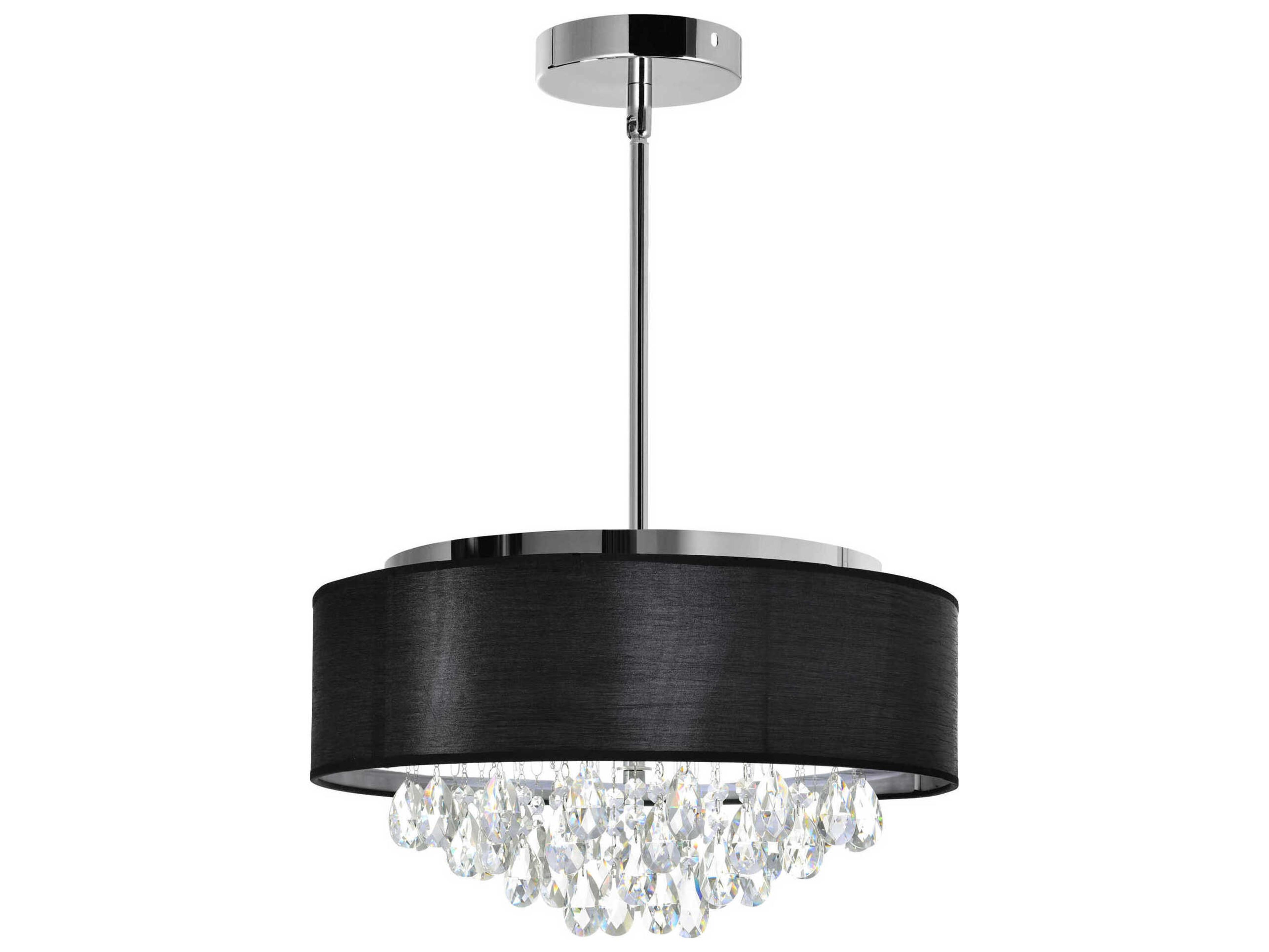 CWI Lighting Dash 4-Light Chrome Black Drum Pendant