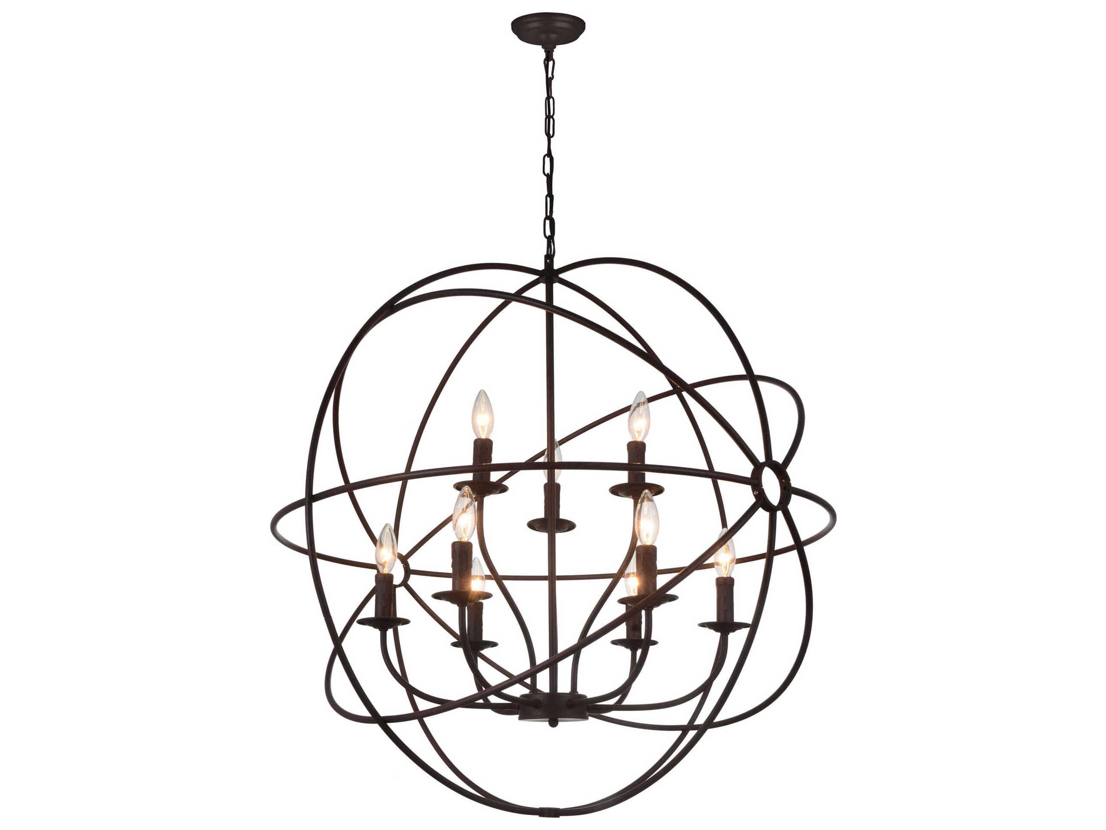 CWI Lighting Arza 9-Light Brown Candelabra Globe Chandelier
