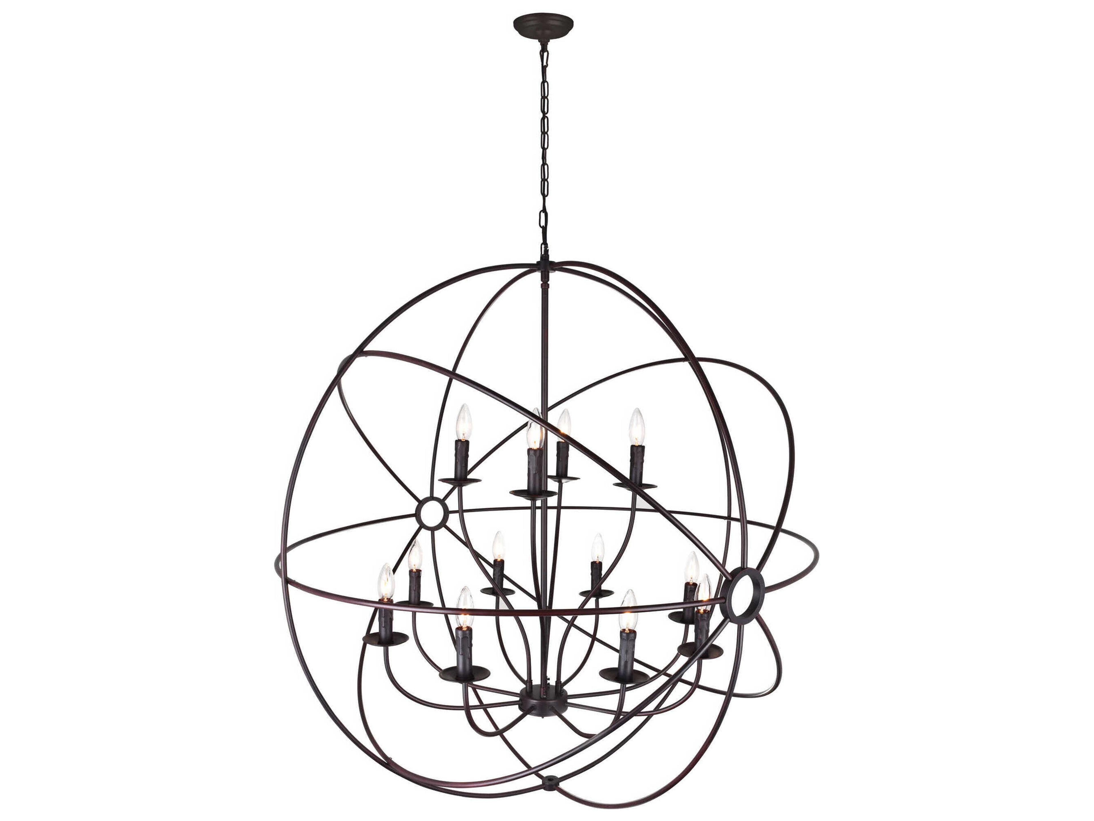 CWI Lighting Arza 12-Light Brown Candelabra Chandelier