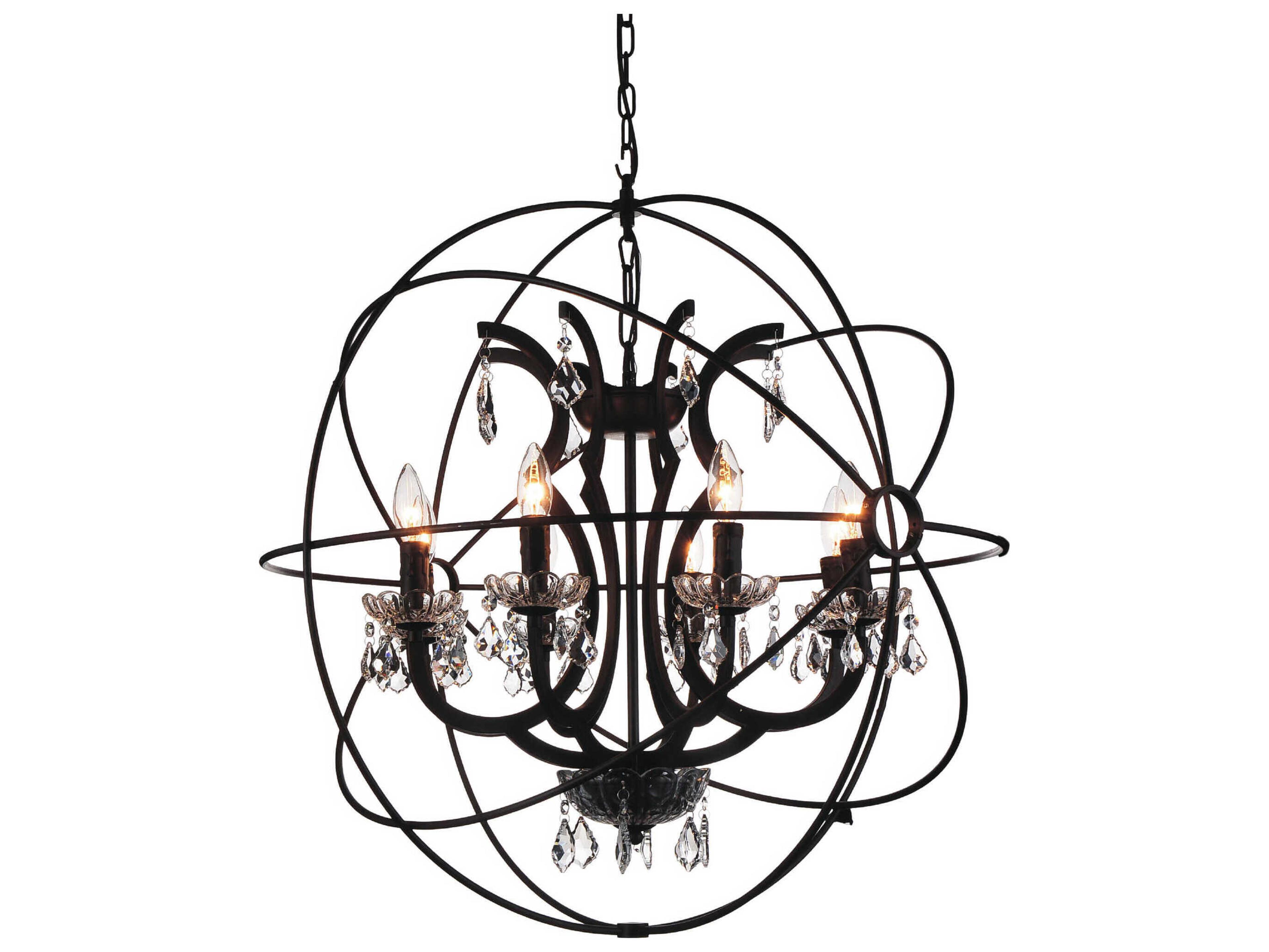 CWI Lighting Campechia 8-Light Brown Black Candelabra Globe Chandelier