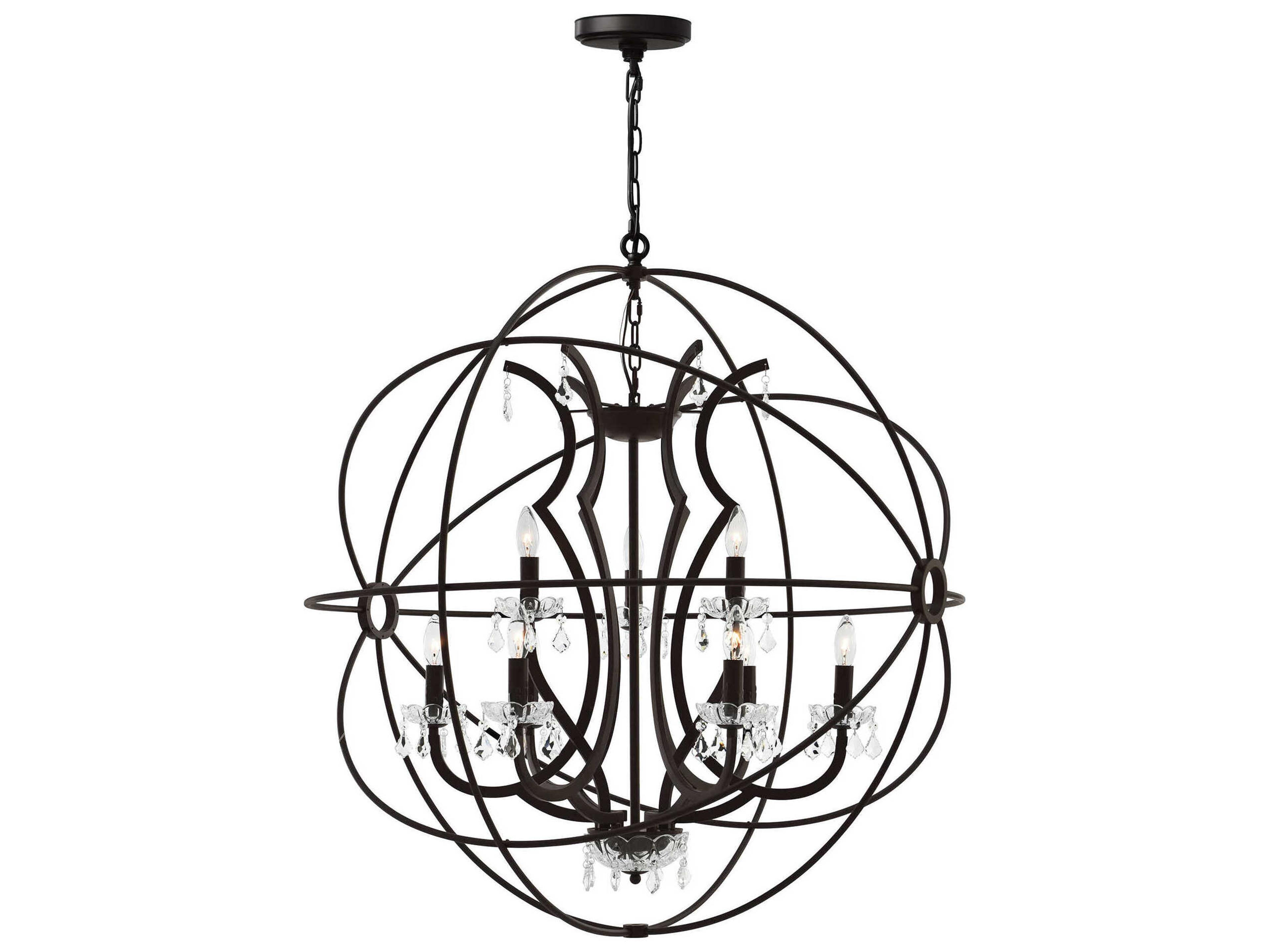 CWI Lighting Campechia 9-Light Brown Candelabra Globe Chandelier