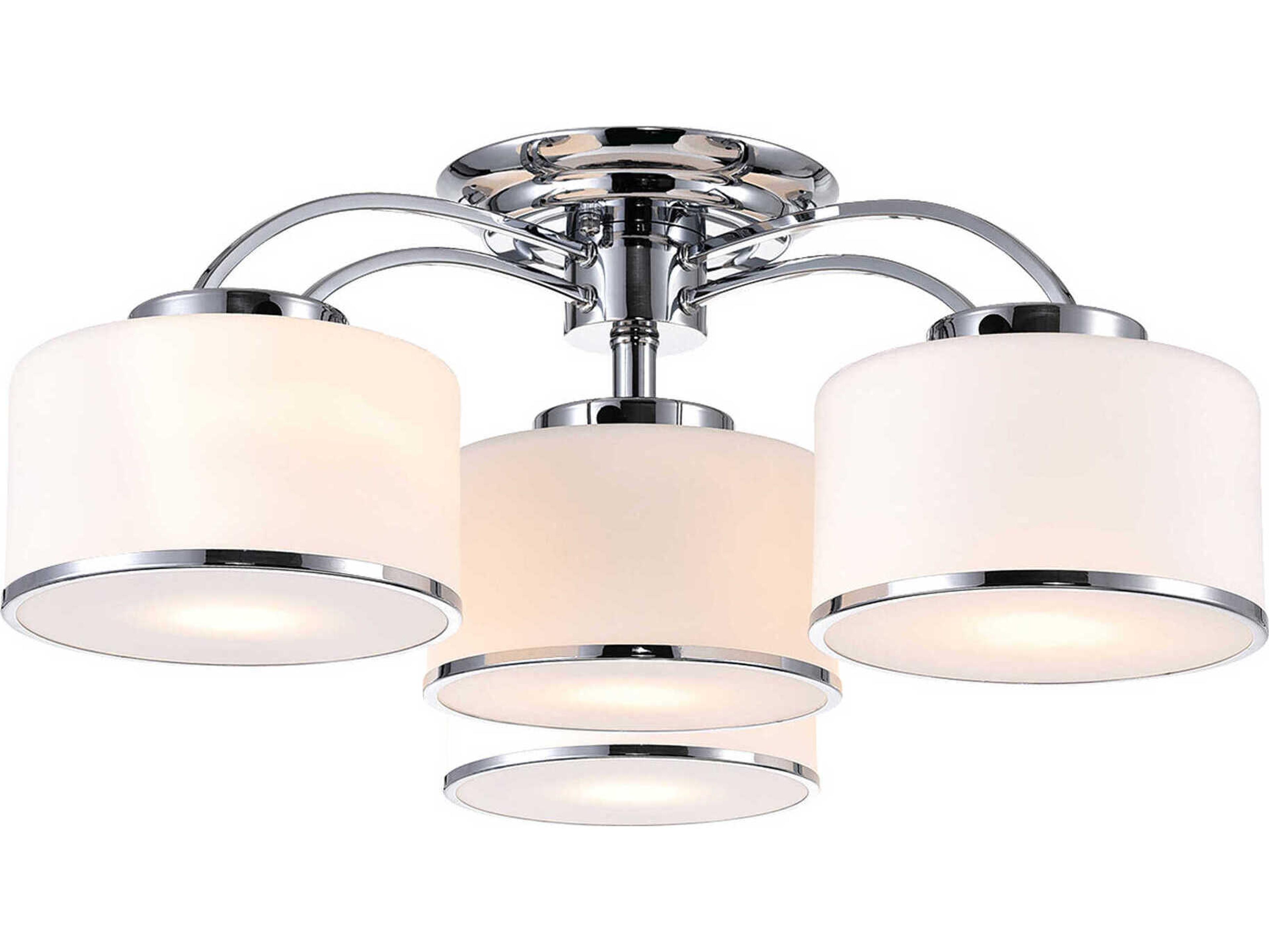 CWI Lighting Frosted 4-Light Chrome Semi Flush Mount