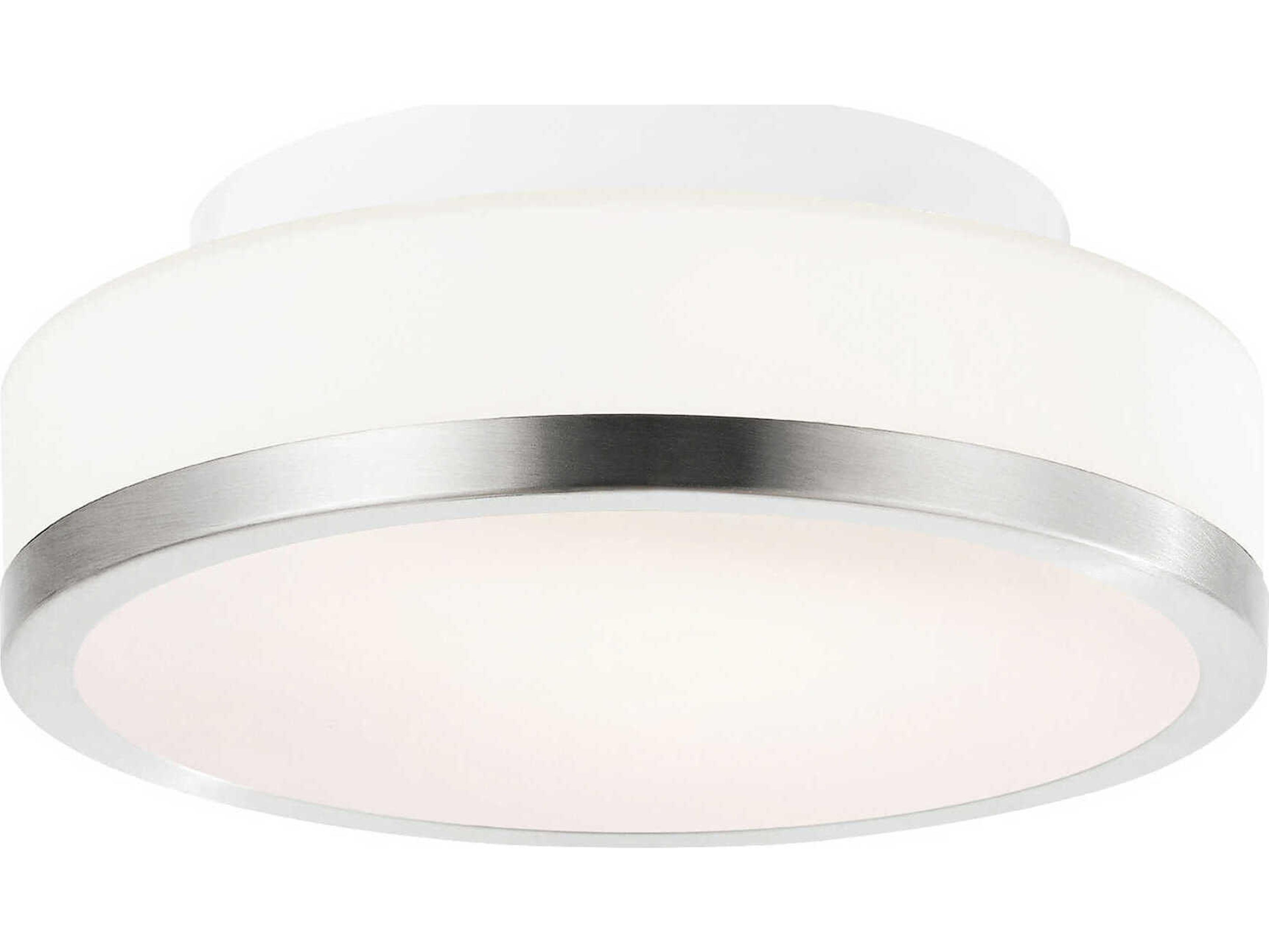 CWI Lighting Frosted 1-Light Satin Nickel Round Flush Mount