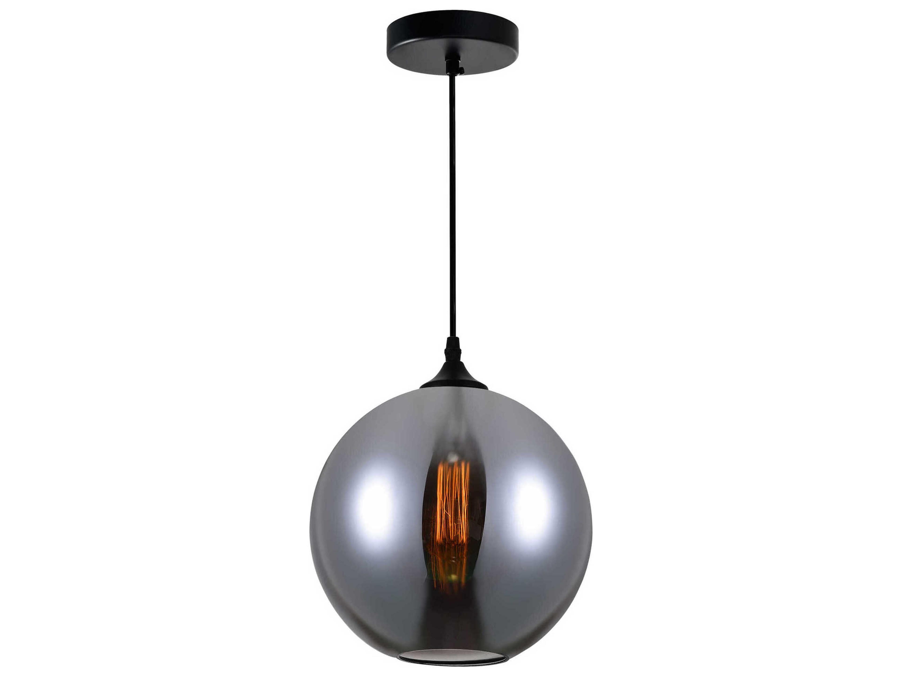 CWI Lighting Glass 1-Light Black Globe Mini Pendant