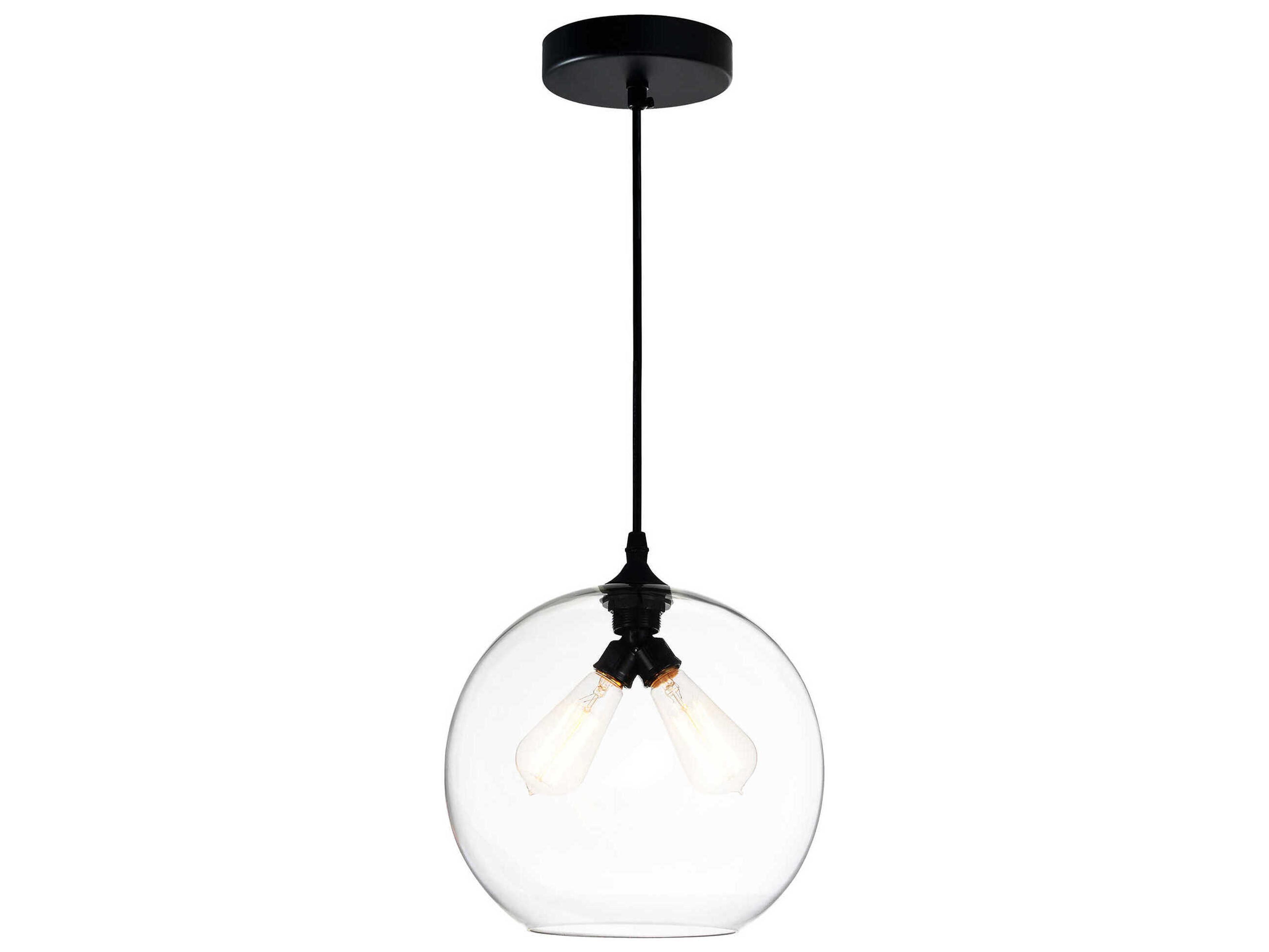 CWI Lighting Glass 2-Light Black Globe Mini Pendant