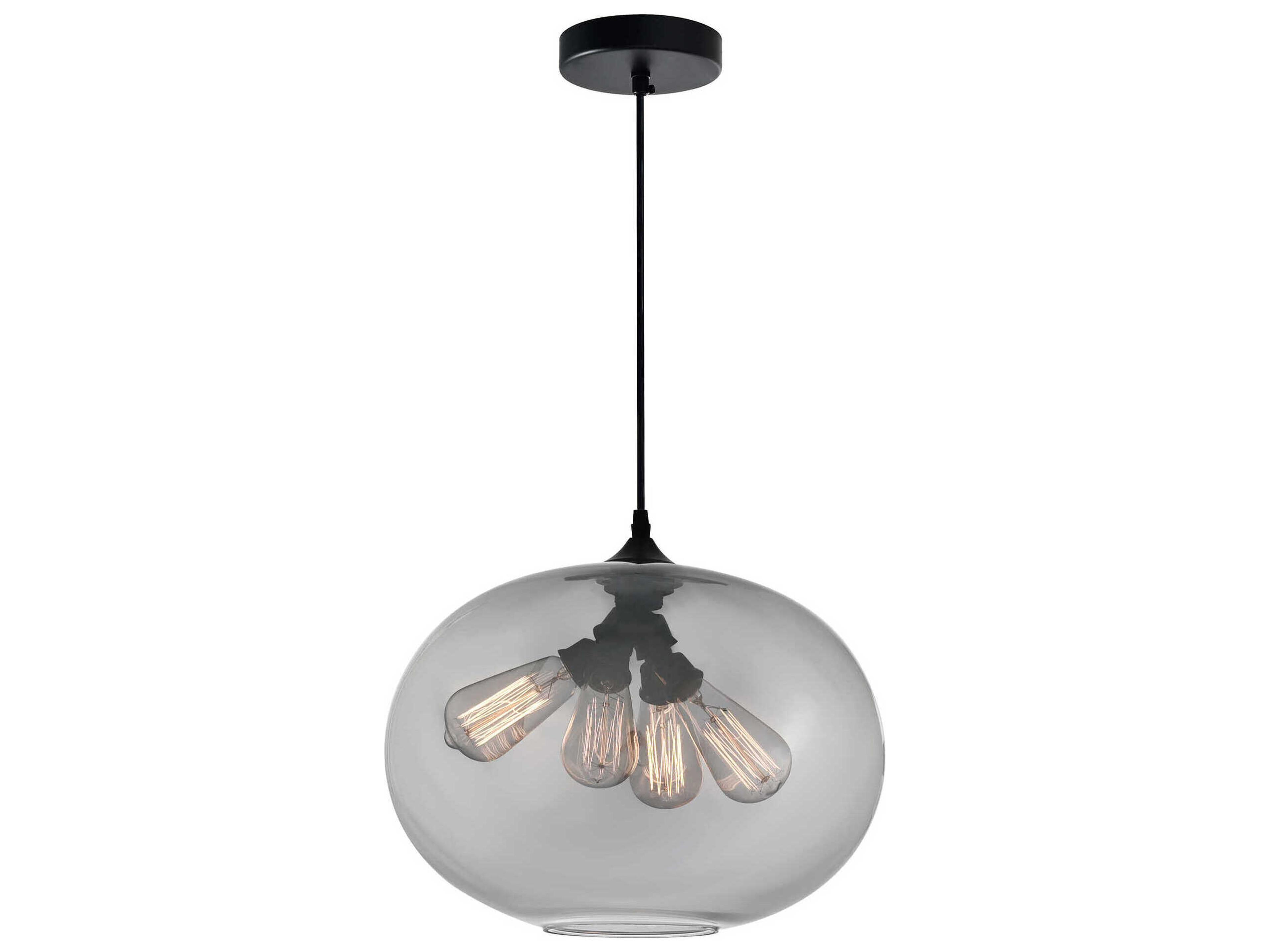CWI Lighting Glass 4-Light Black Globe Pendant