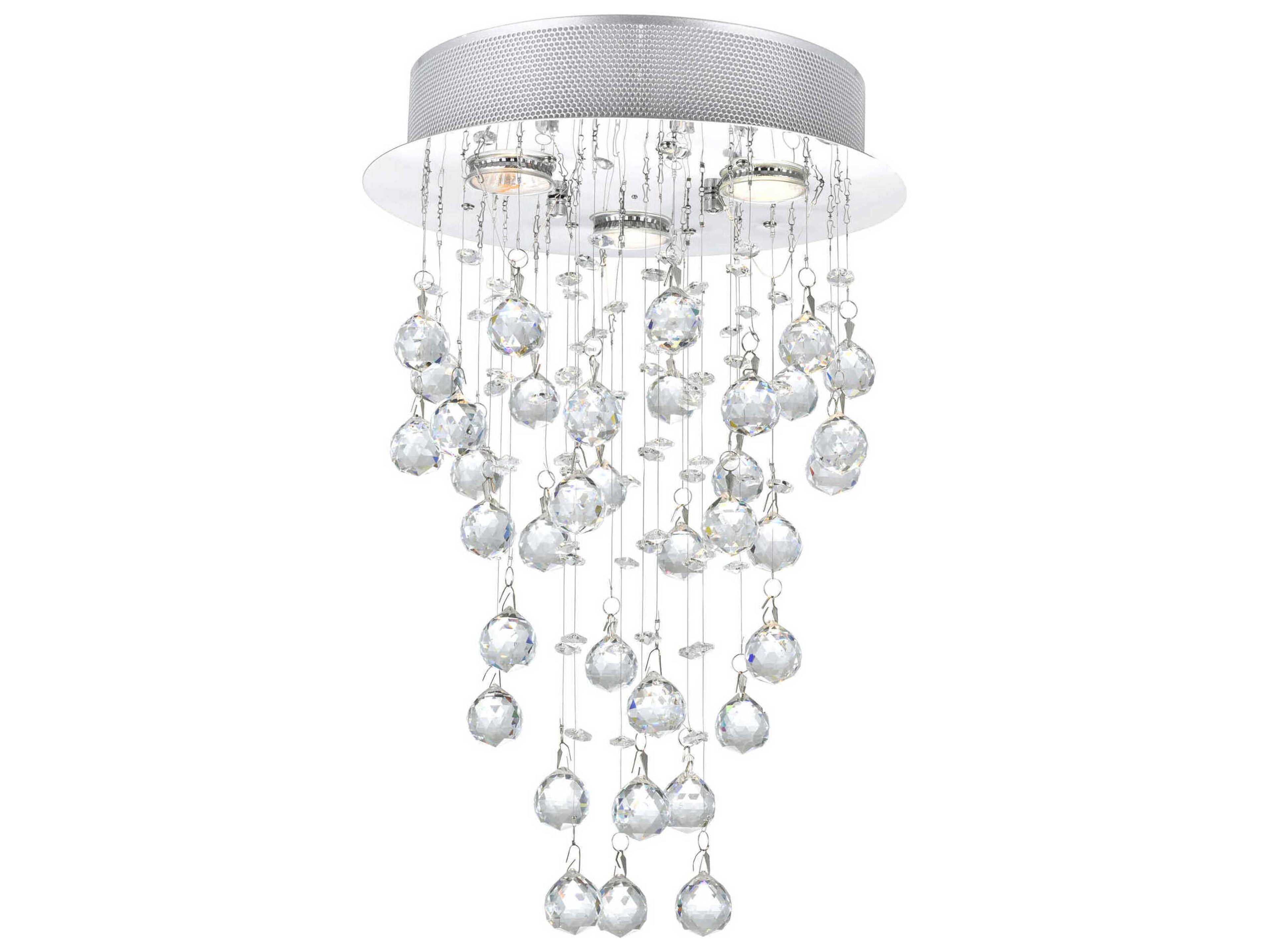 CWI Lighting Rain Drop 3-Light Chrome Globe Flush Mount