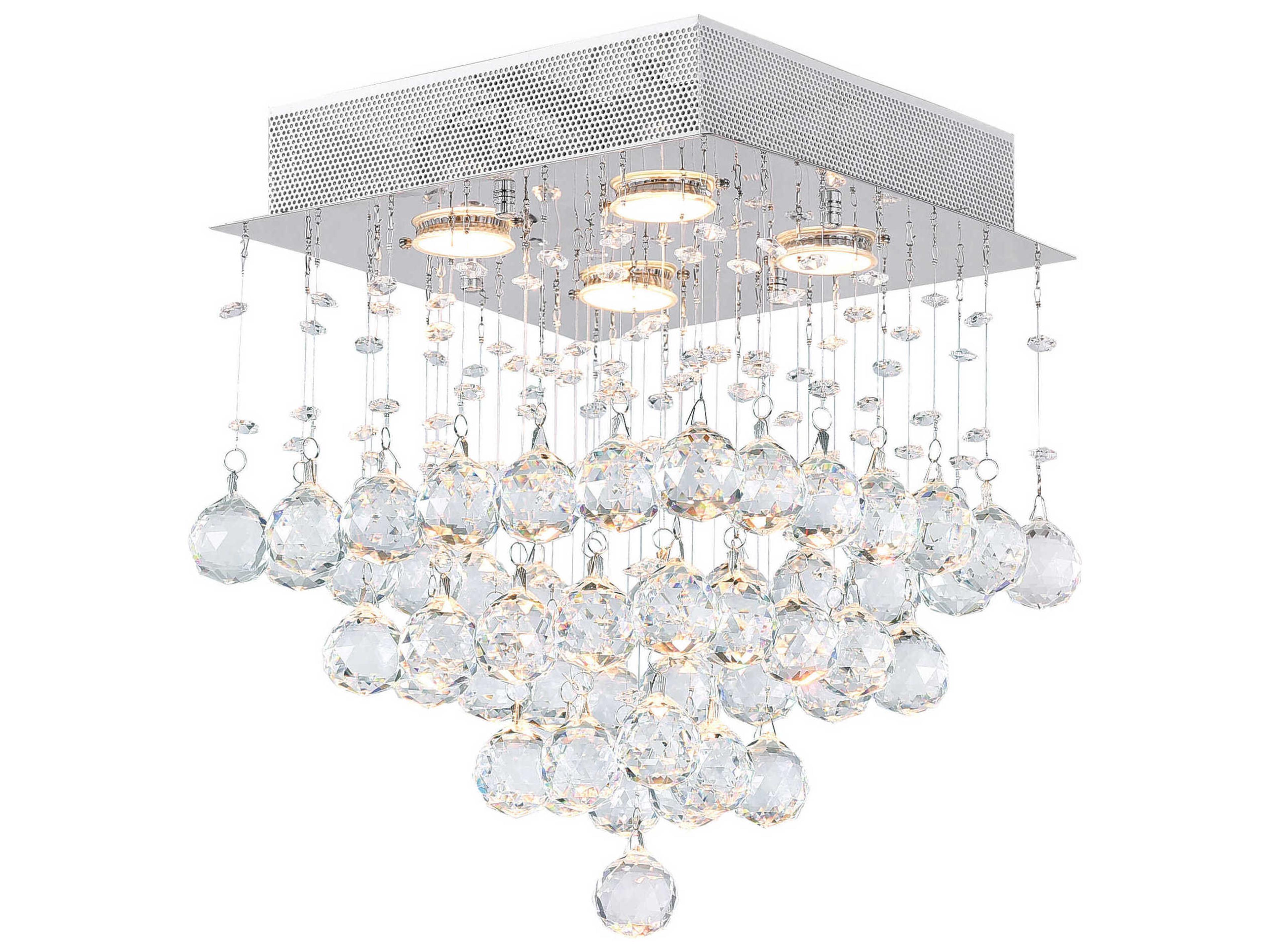 CWI Lighting Square 4-Light Chrome Flush Mount