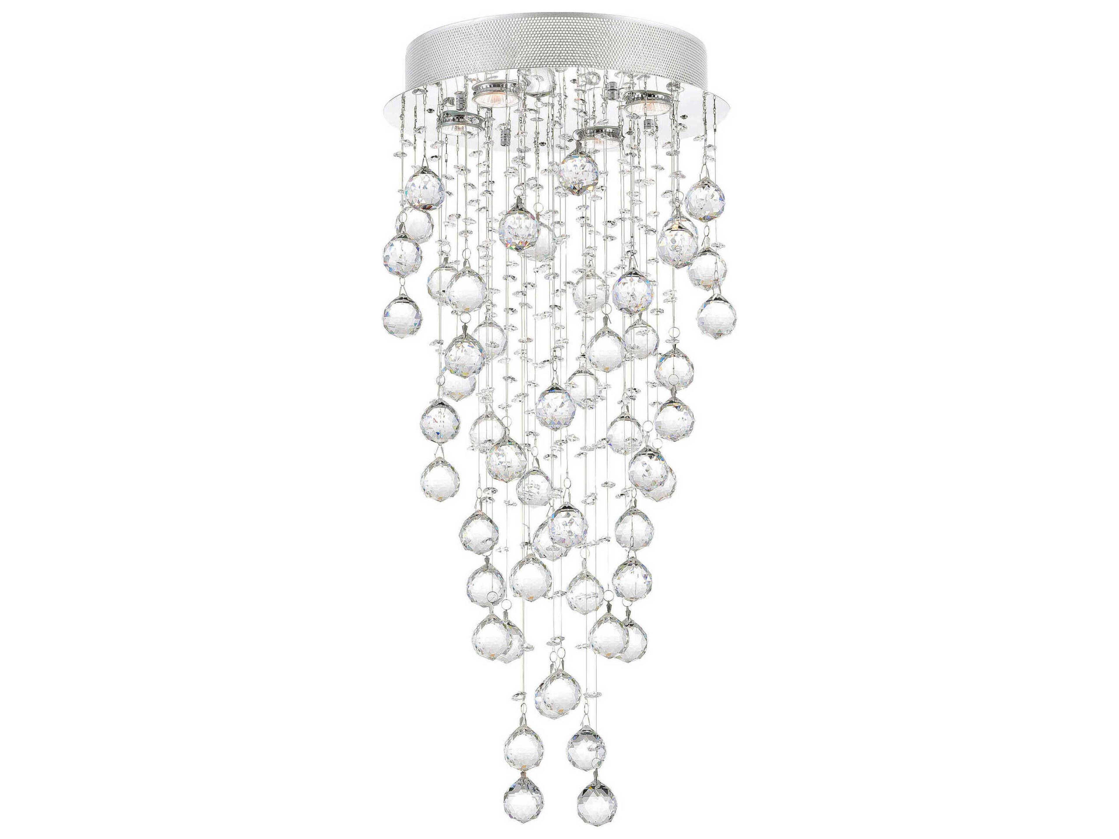 CWI Lighting Rain Drop 4-Light Chrome Globe Flush Mount