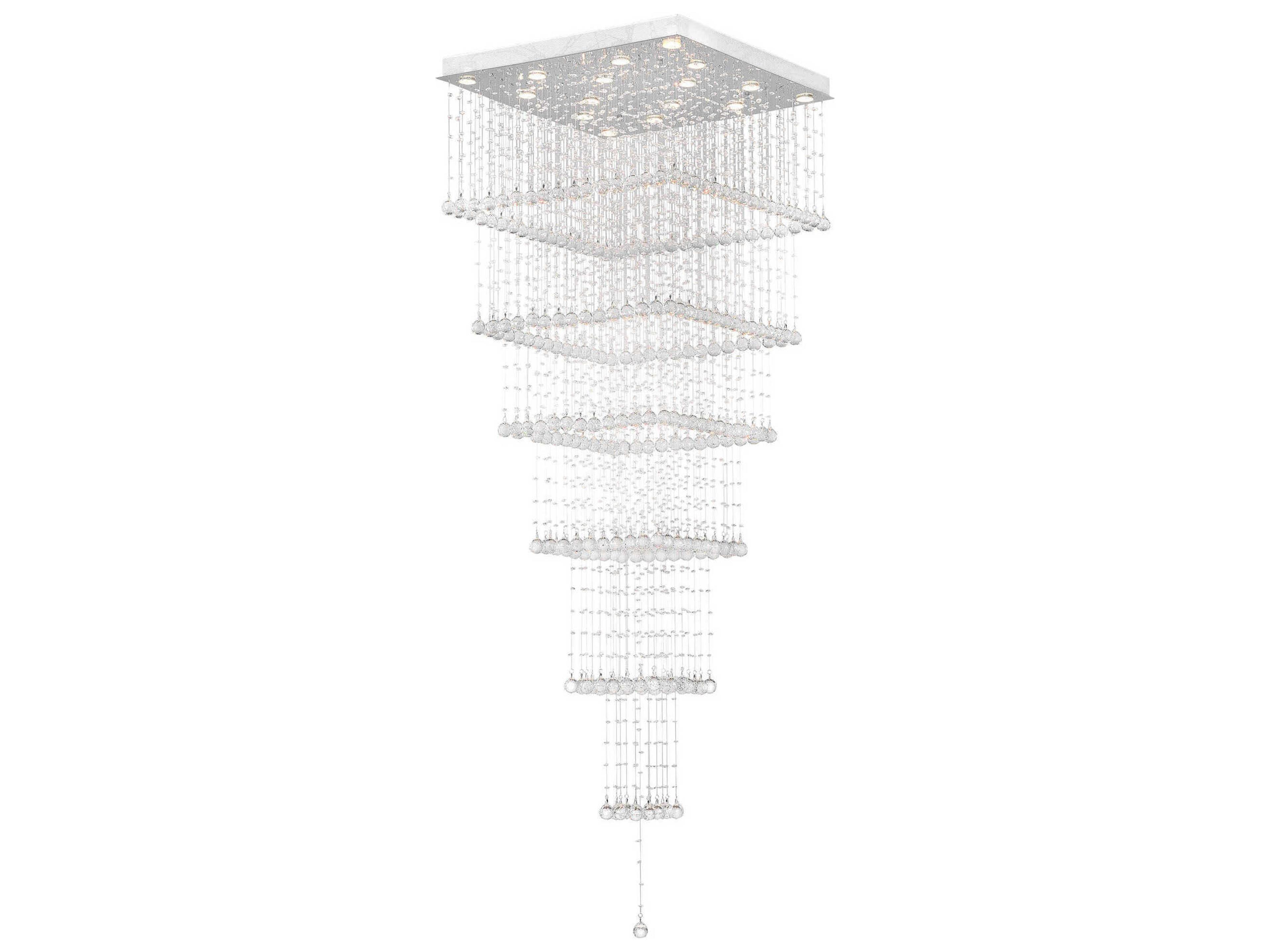 CWI Lighting Square 16-Light Chrome Flush Mount