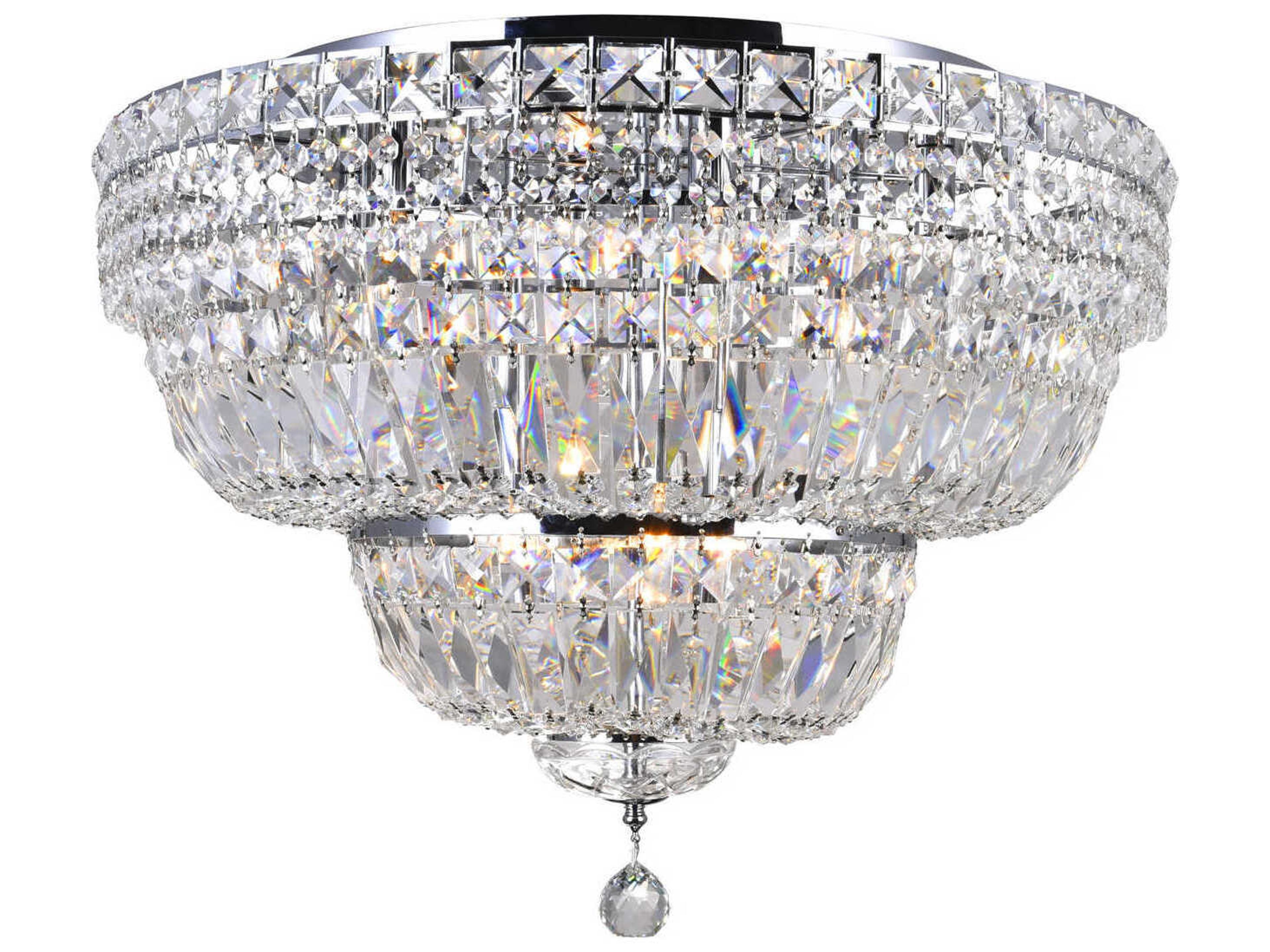 CWI Lighting Stefania 9-Light Chrome Traditional Flush Mount