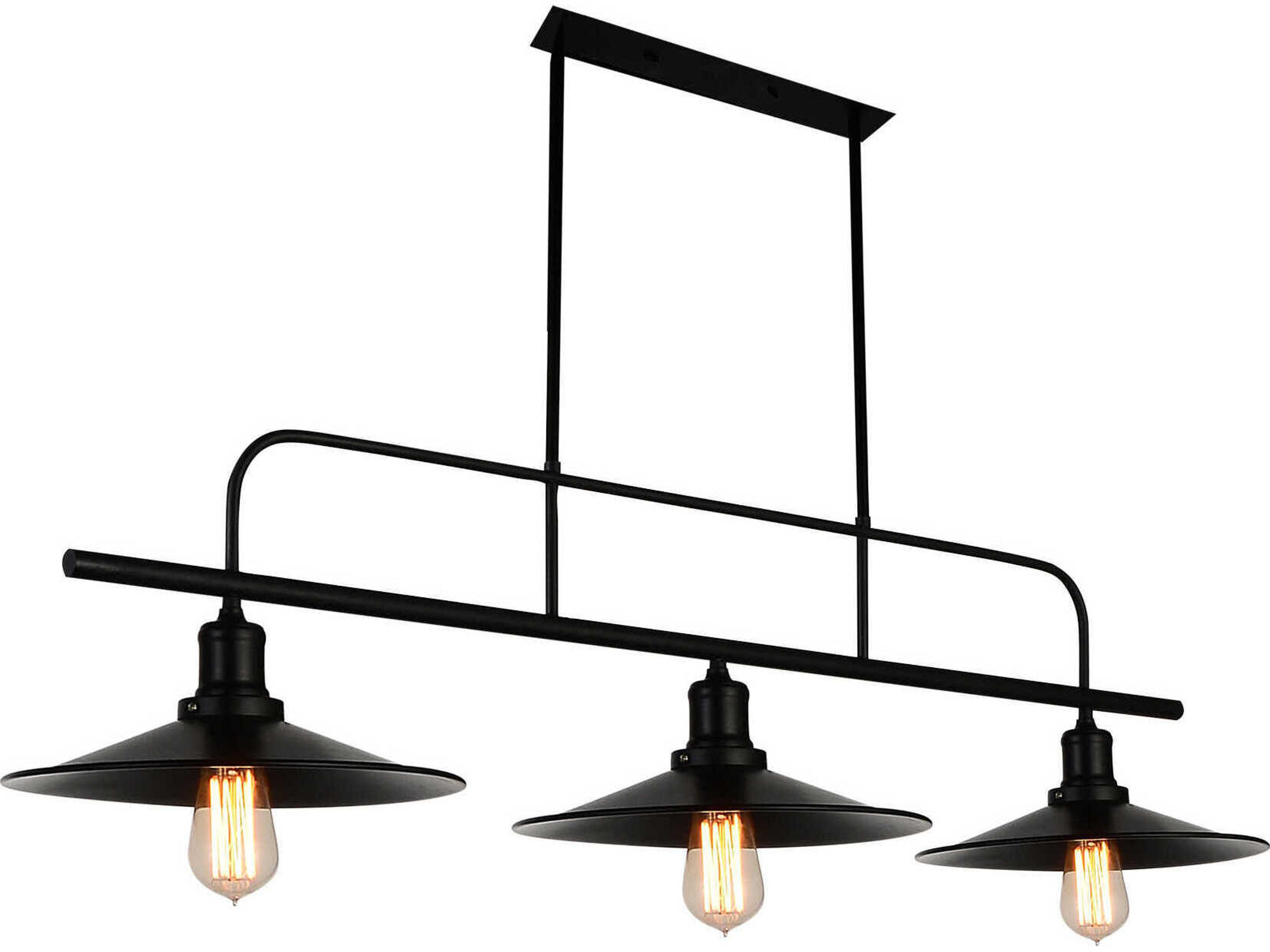 CWI Lighting Brave 3-Light Black Island Pendant