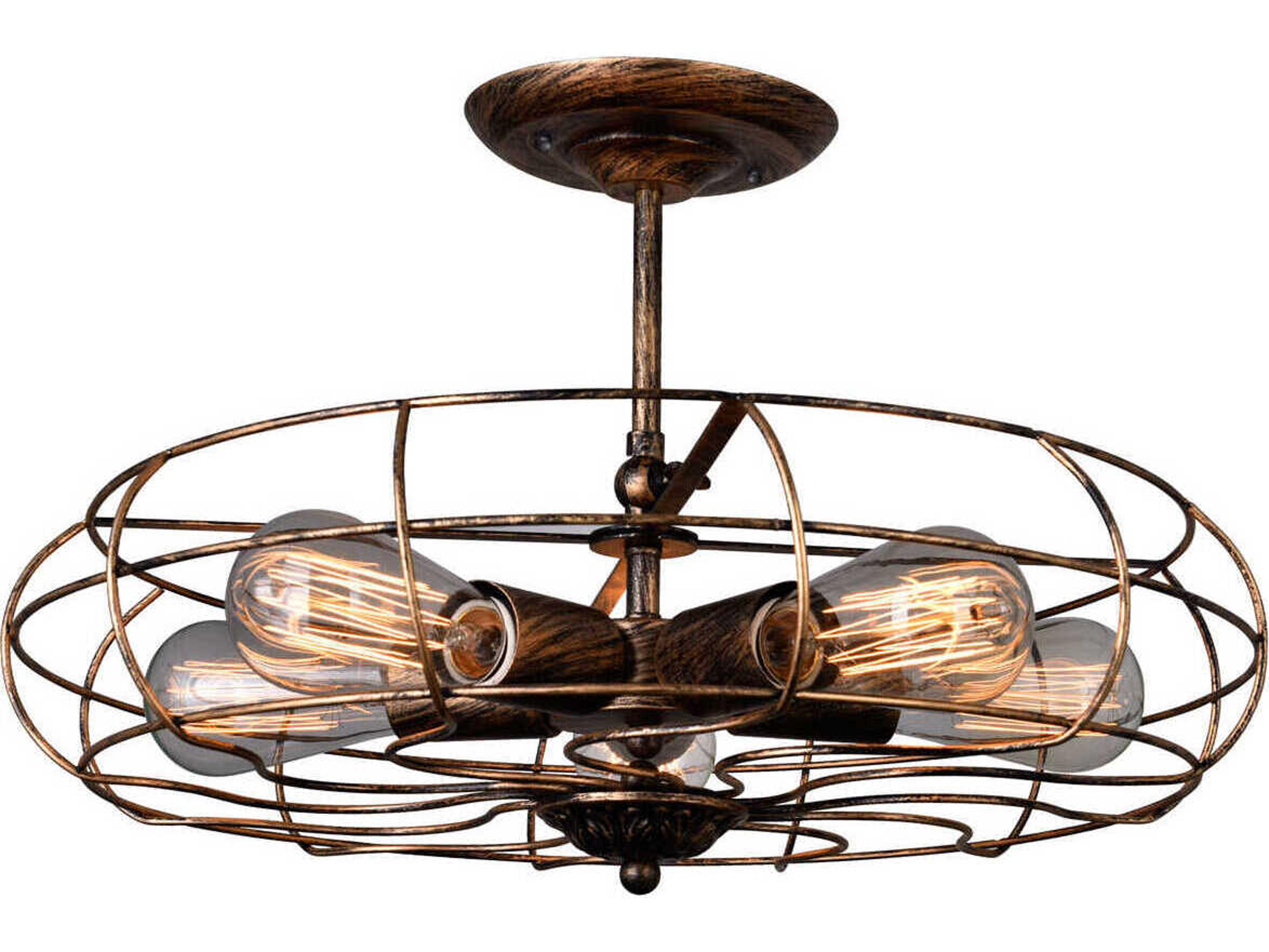 CWI Lighting Pamela 5-Light Antique Copper Semi Flush Mount
