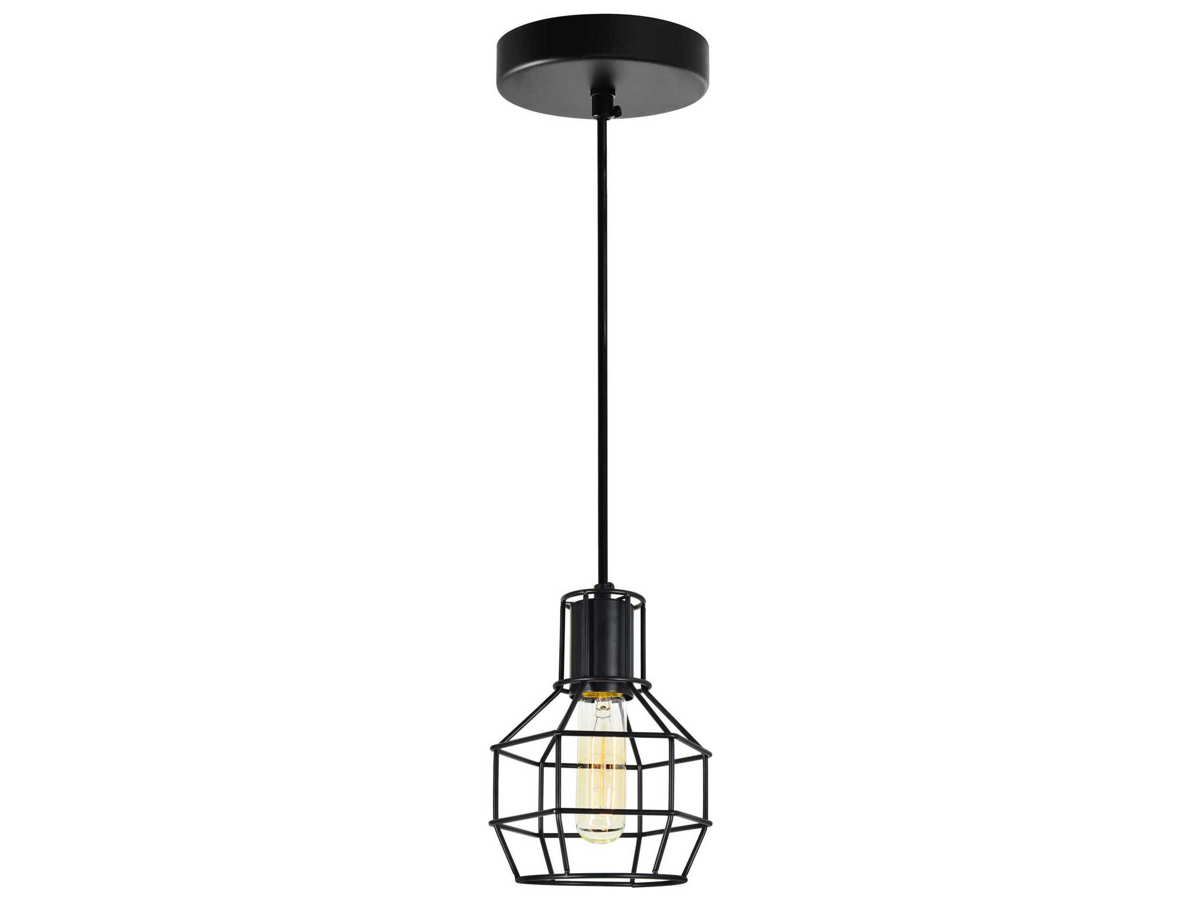 CWI Lighting Secure 1-Light Black Mini Pendant