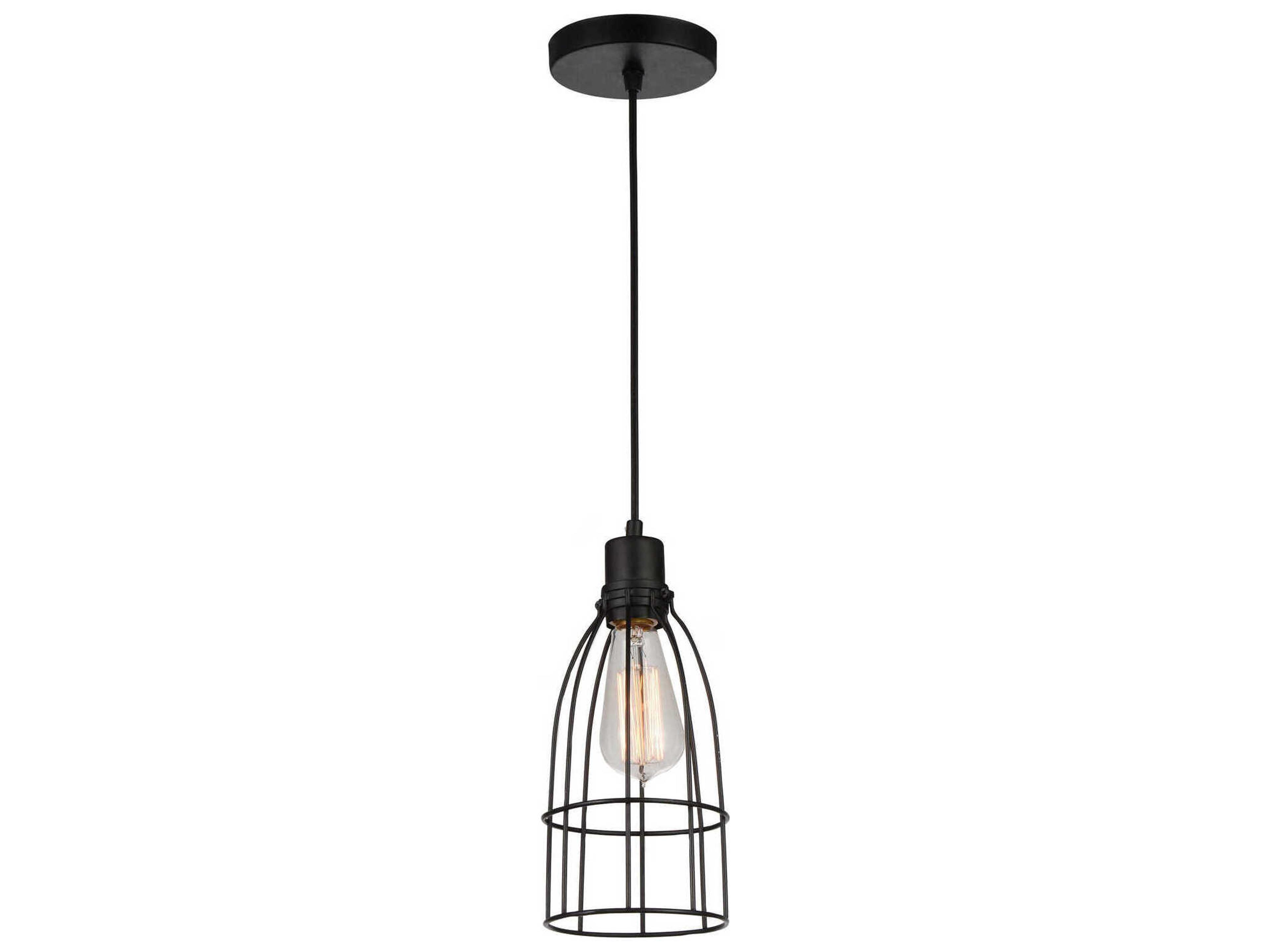 CWI Lighting Nestor 1-Light Black Mini Pendant