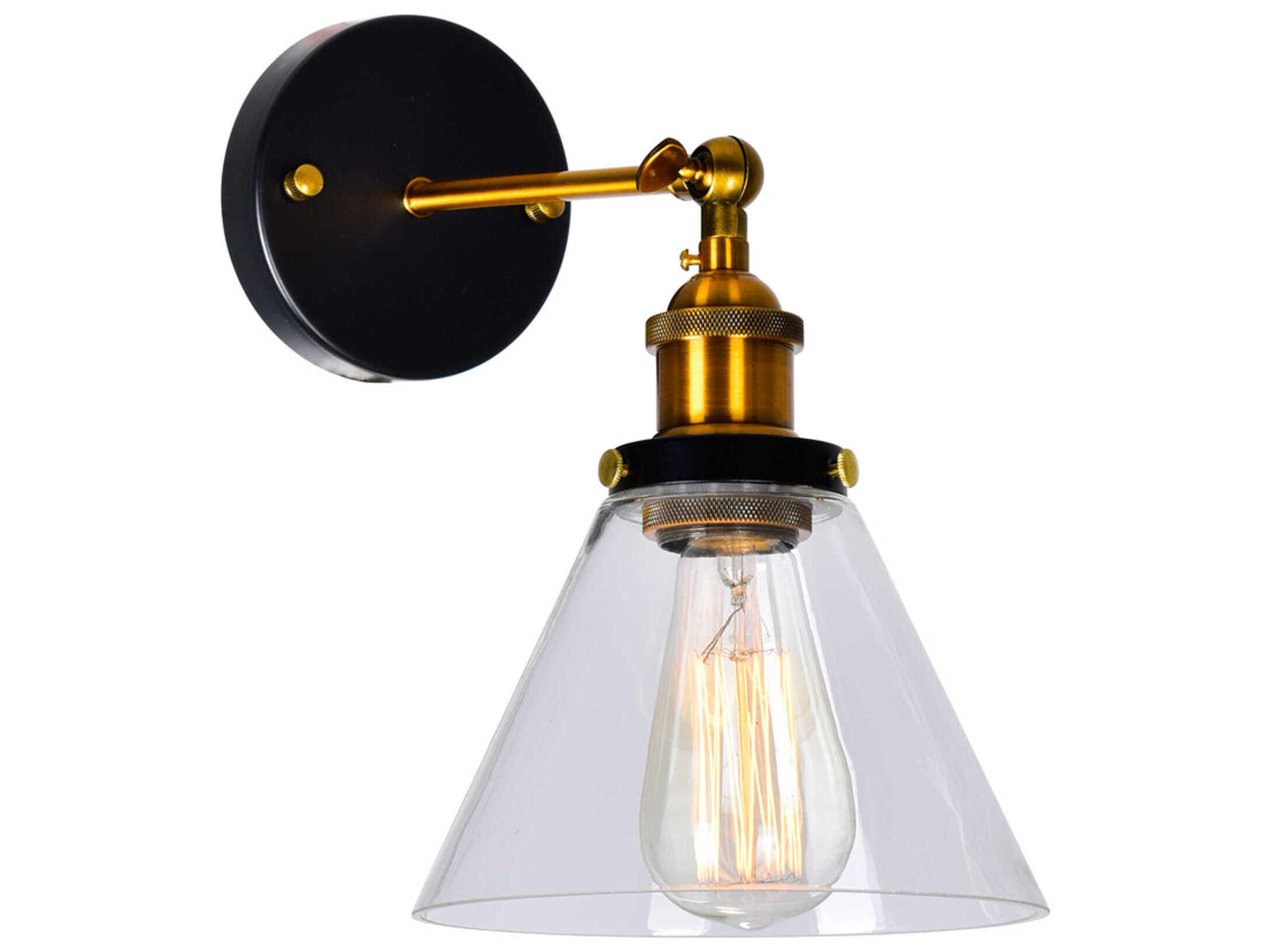CWI Lighting Eustis 1-Light Black Gold Brass Wall Sconce