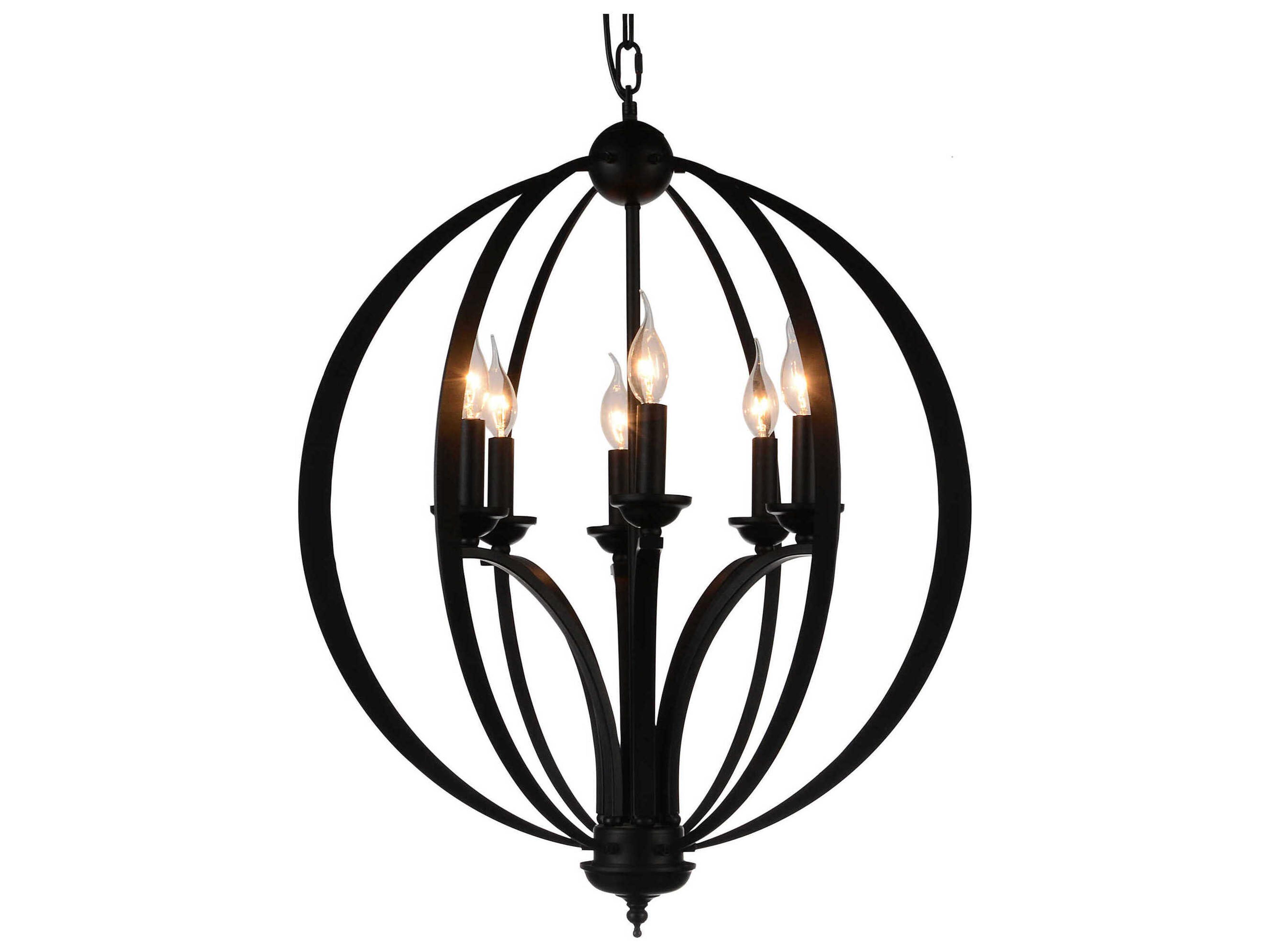 CWI Lighting Drift 6-Light Black Candelabra Globe Chandelier